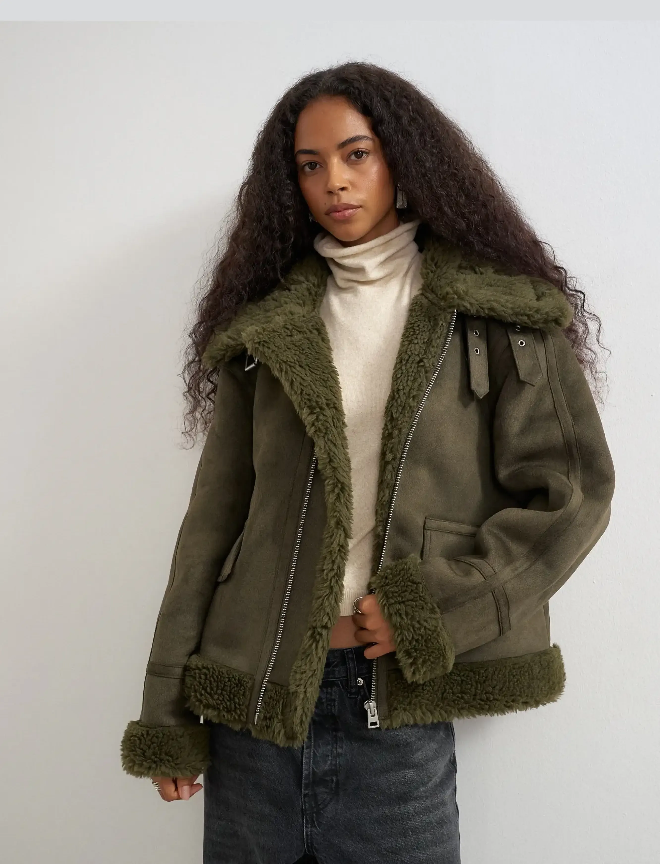 TOPSHOP Tstilda Shearling Collar Jacket Otw pälsjackor dam – bild 4