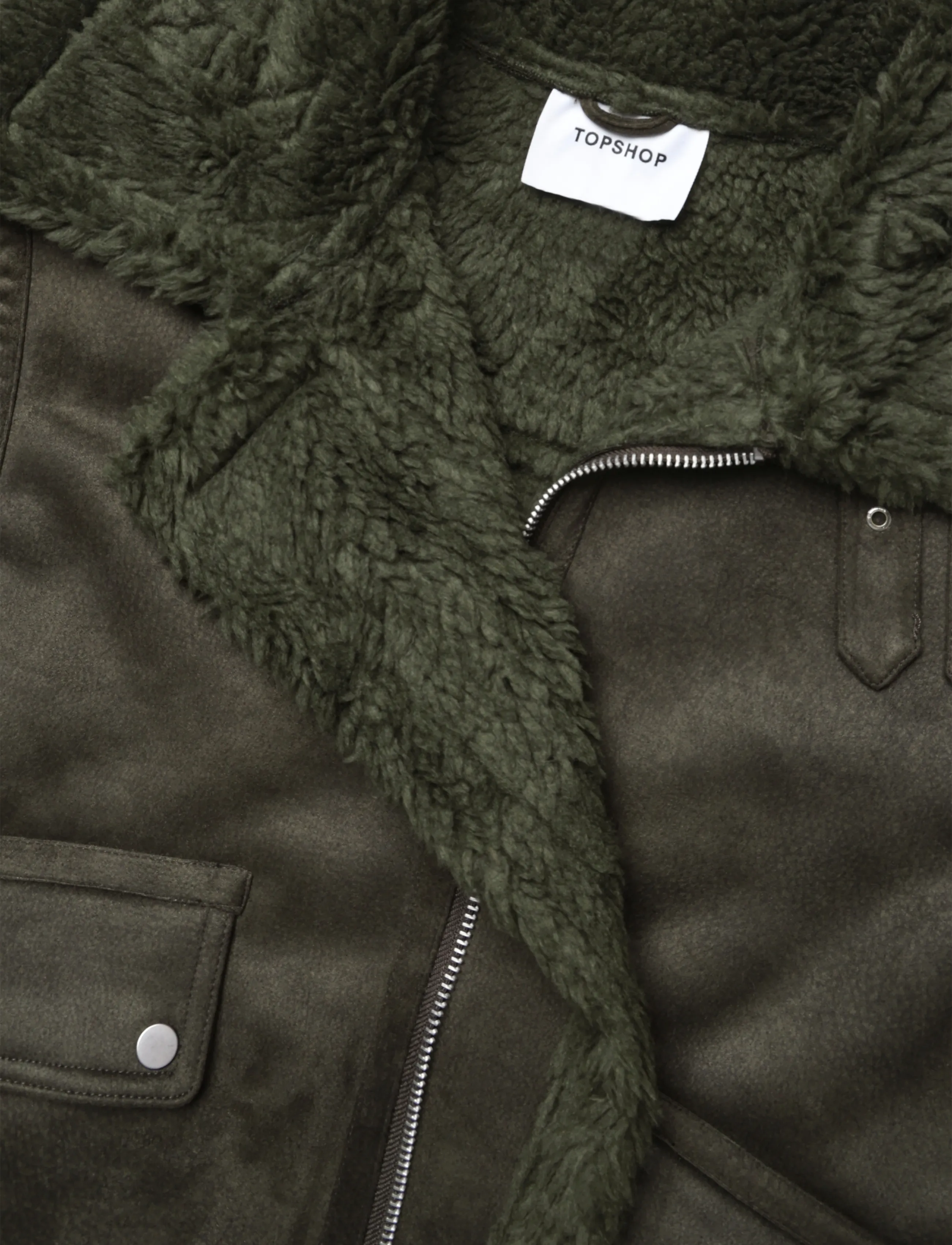Topshop - TSTILDA SHEARLING COLLAR JACKET OTW - faux fur jakker - khaki - 5