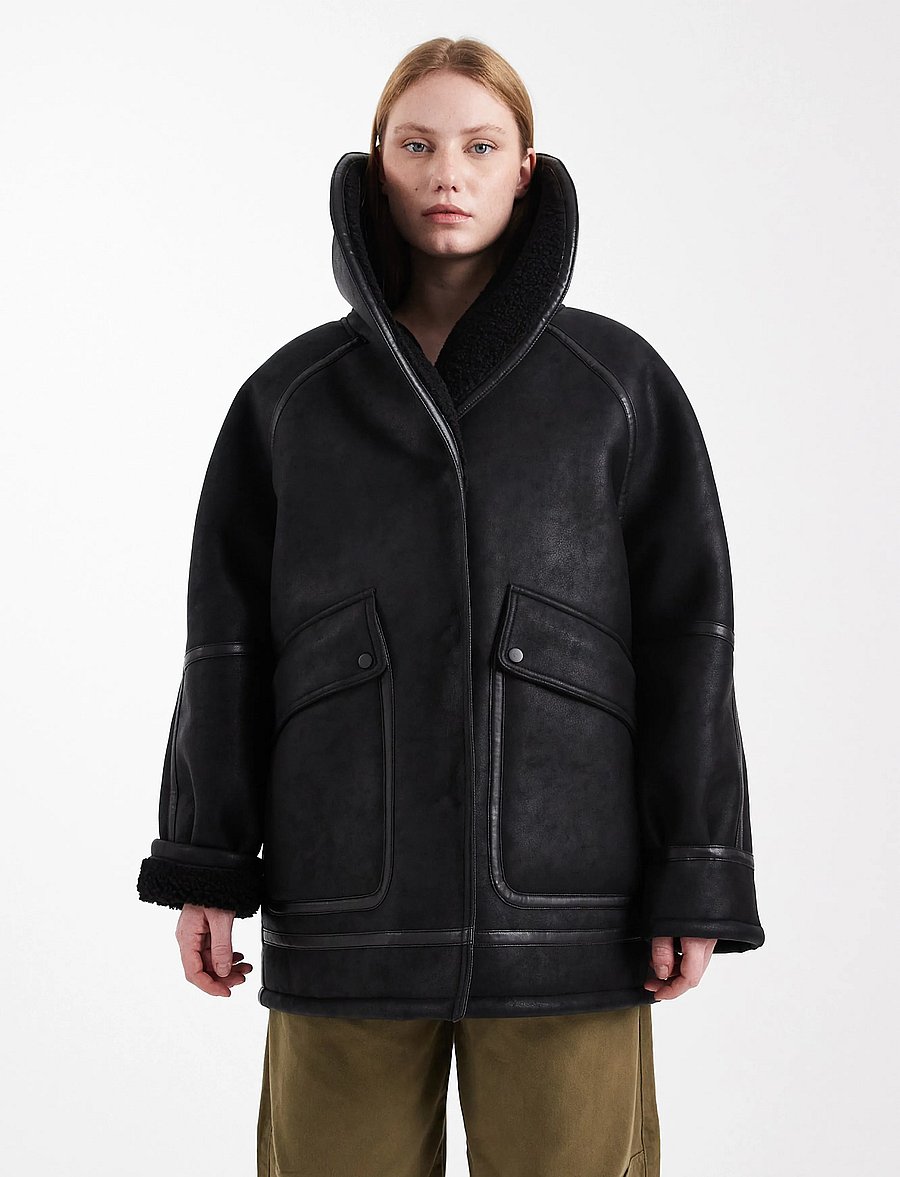 Topshop - TSTORA COATED JACKET OTW - mäntel - black - 4