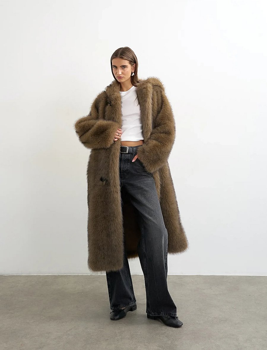 Topshop - TSTYRA COAT OTW - fuskpäls - chocolate brown - 0
