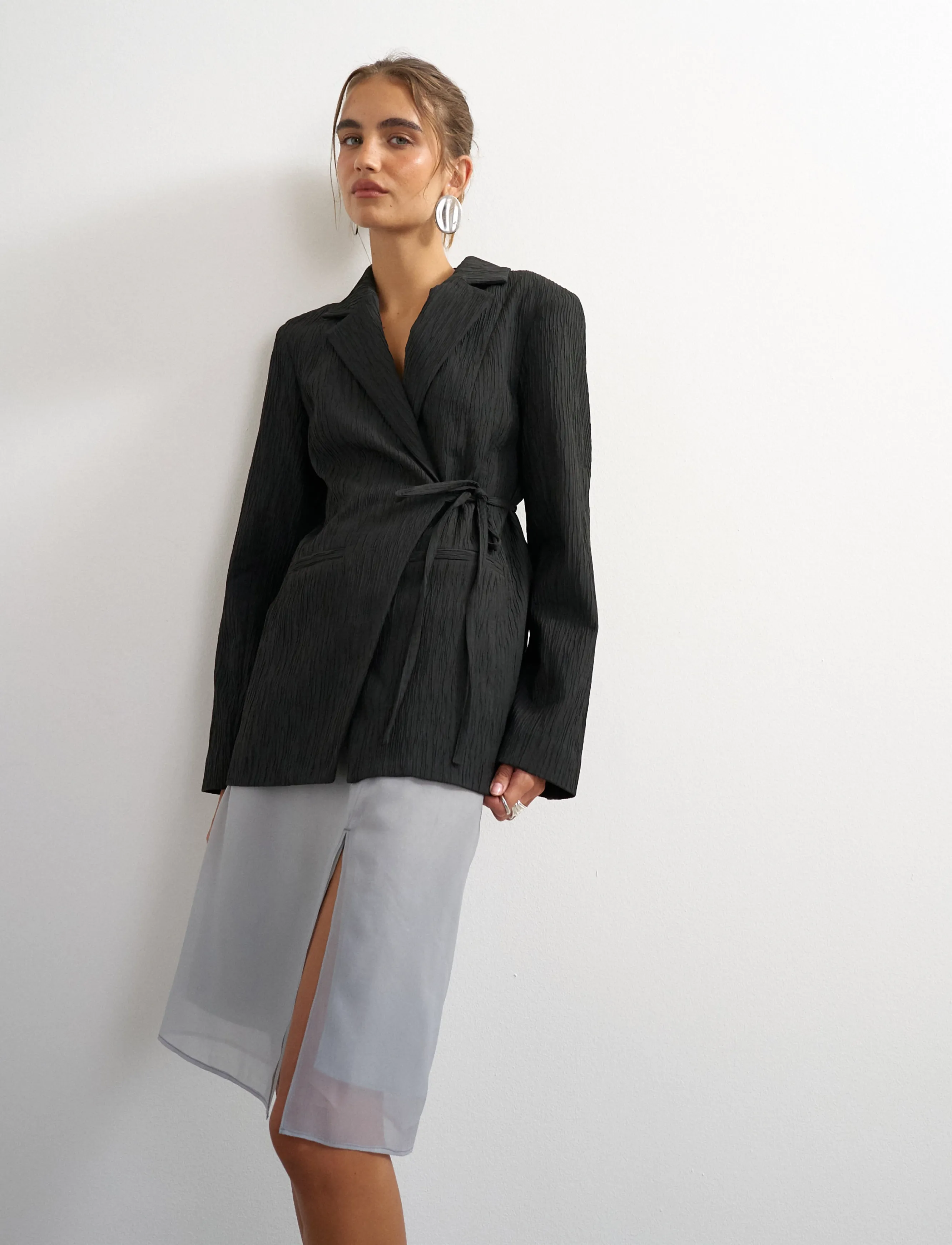 Topshop - TSTIRI TIE WAIST BLAZER TLR - festkläder till outletpriser - black - 0