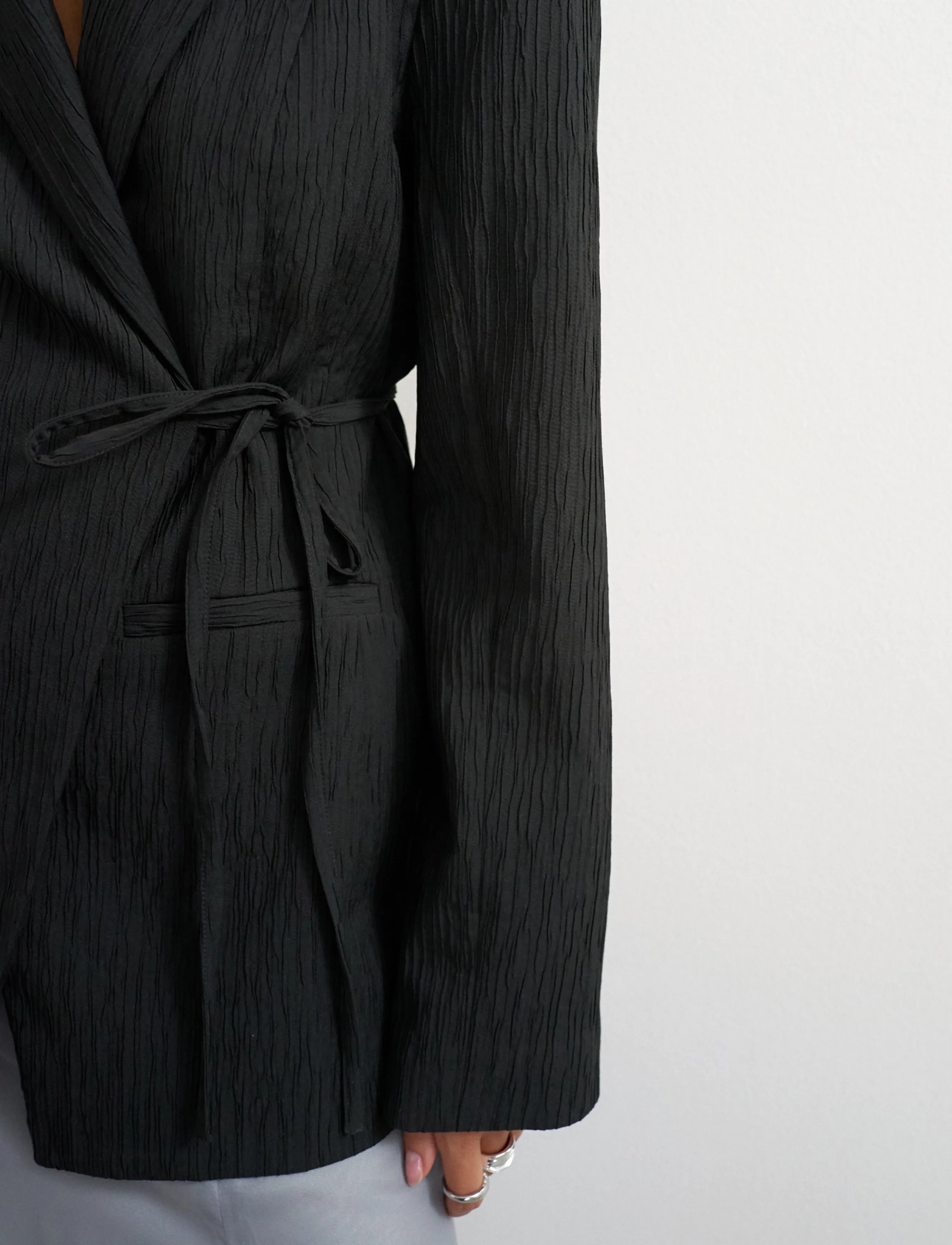 Topshop - TSTIRI TIE WAIST BLAZER TLR - festkläder till outletpriser - black - 5