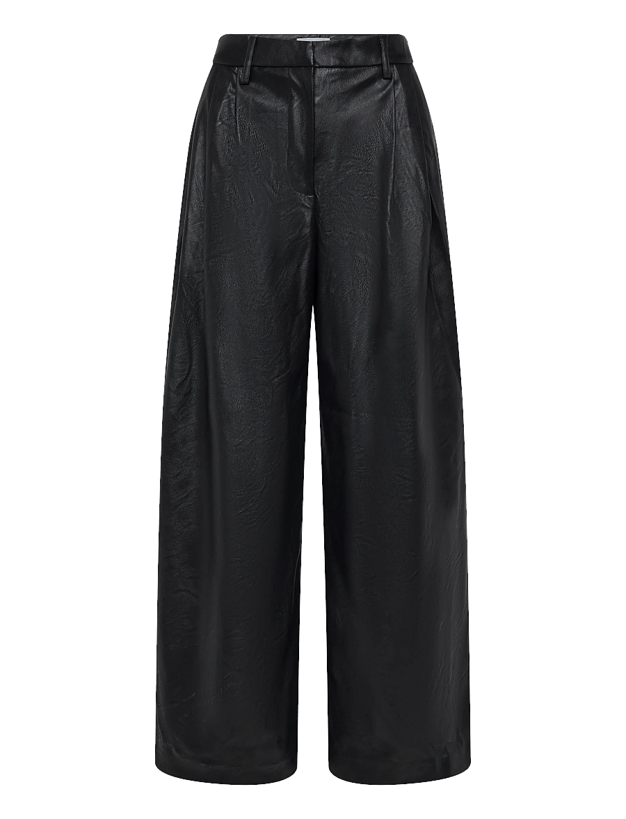 Topshop - TSTESA COATED PLEATED TROUSERS - lederhosen - black - 1