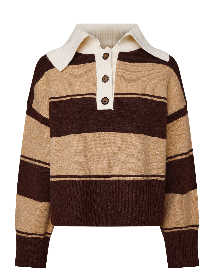 Topshop - TSCAMI KNITTED RUGBY POLO KNT - pullover - chocolate brown - 1