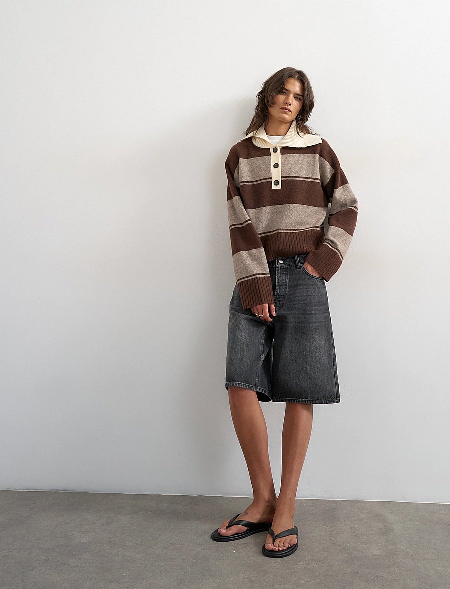 Topshop - TSCAMI KNITTED RUGBY POLO KNT - pullover - chocolate brown - 0