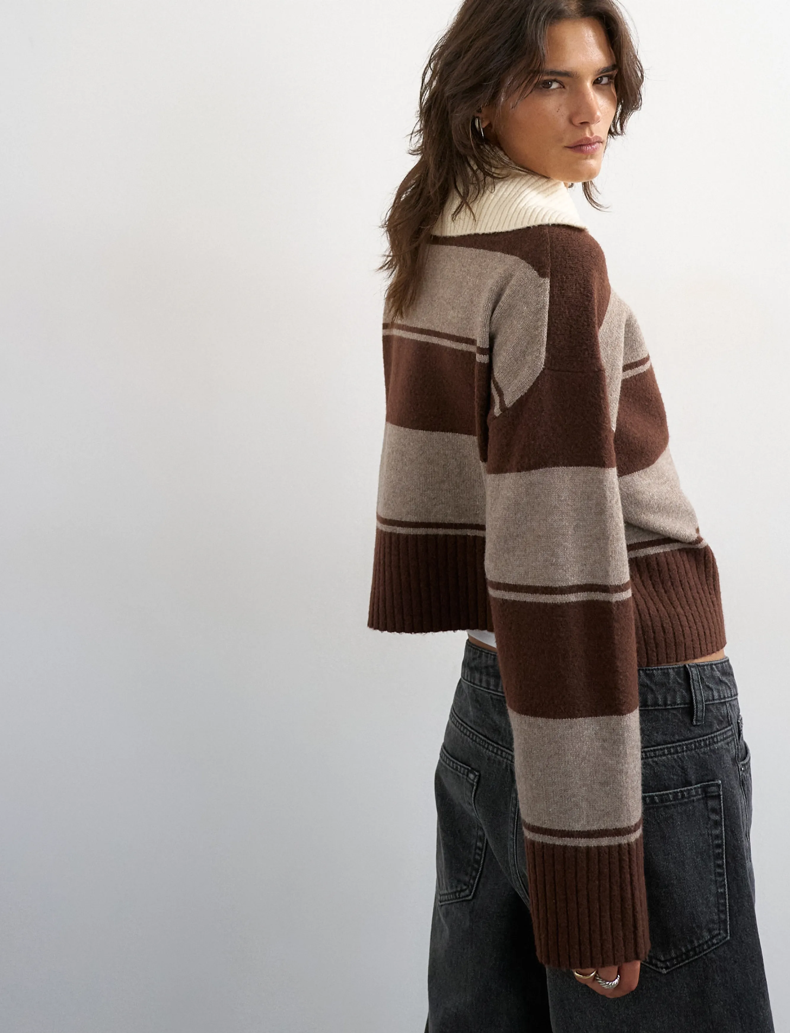 Topshop - TSCAMI KNITTED RUGBY POLO KNT - chocolate brown - 3