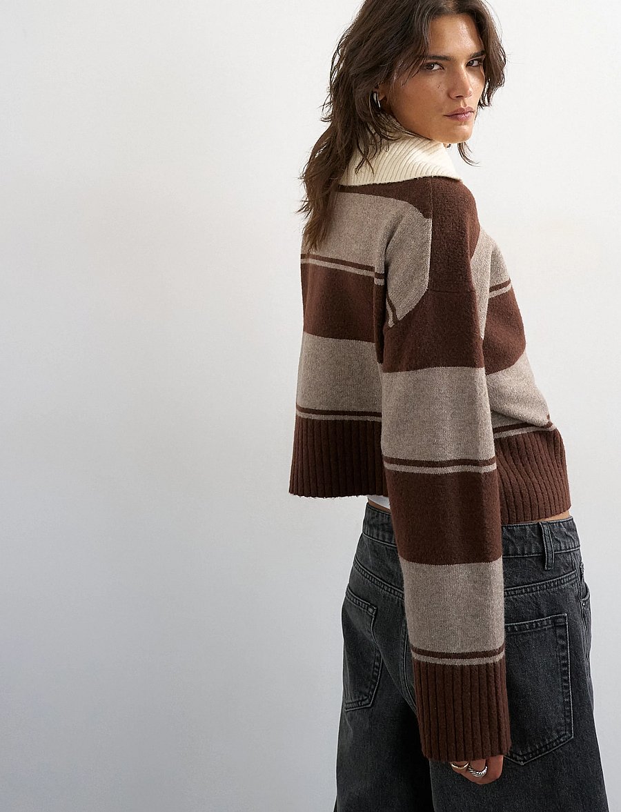 Topshop - TSCAMI KNITTED RUGBY POLO KNT - pullover - chocolate brown - 3