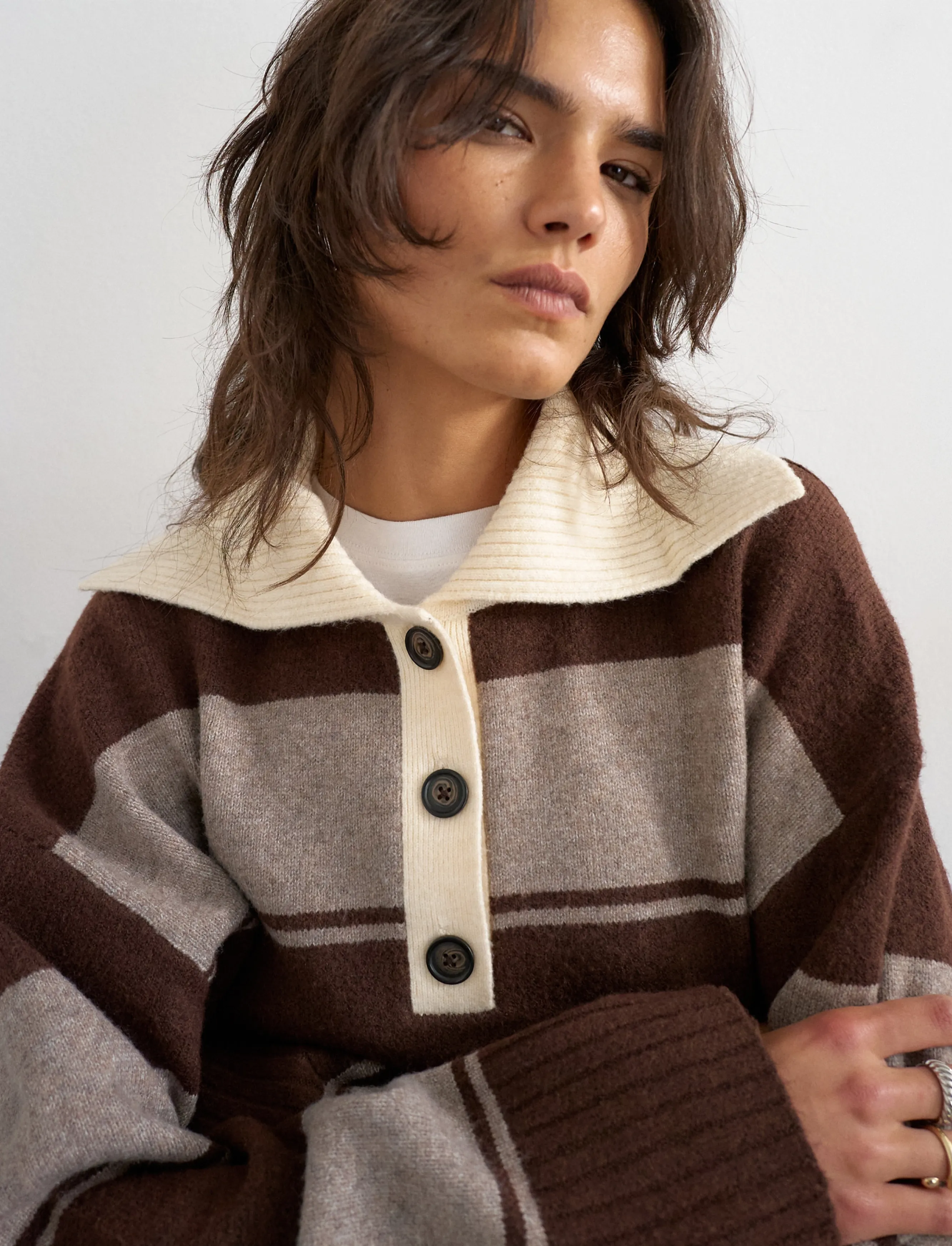 Topshop - TSCAMI KNITTED RUGBY POLO KNT - chocolate brown - 4