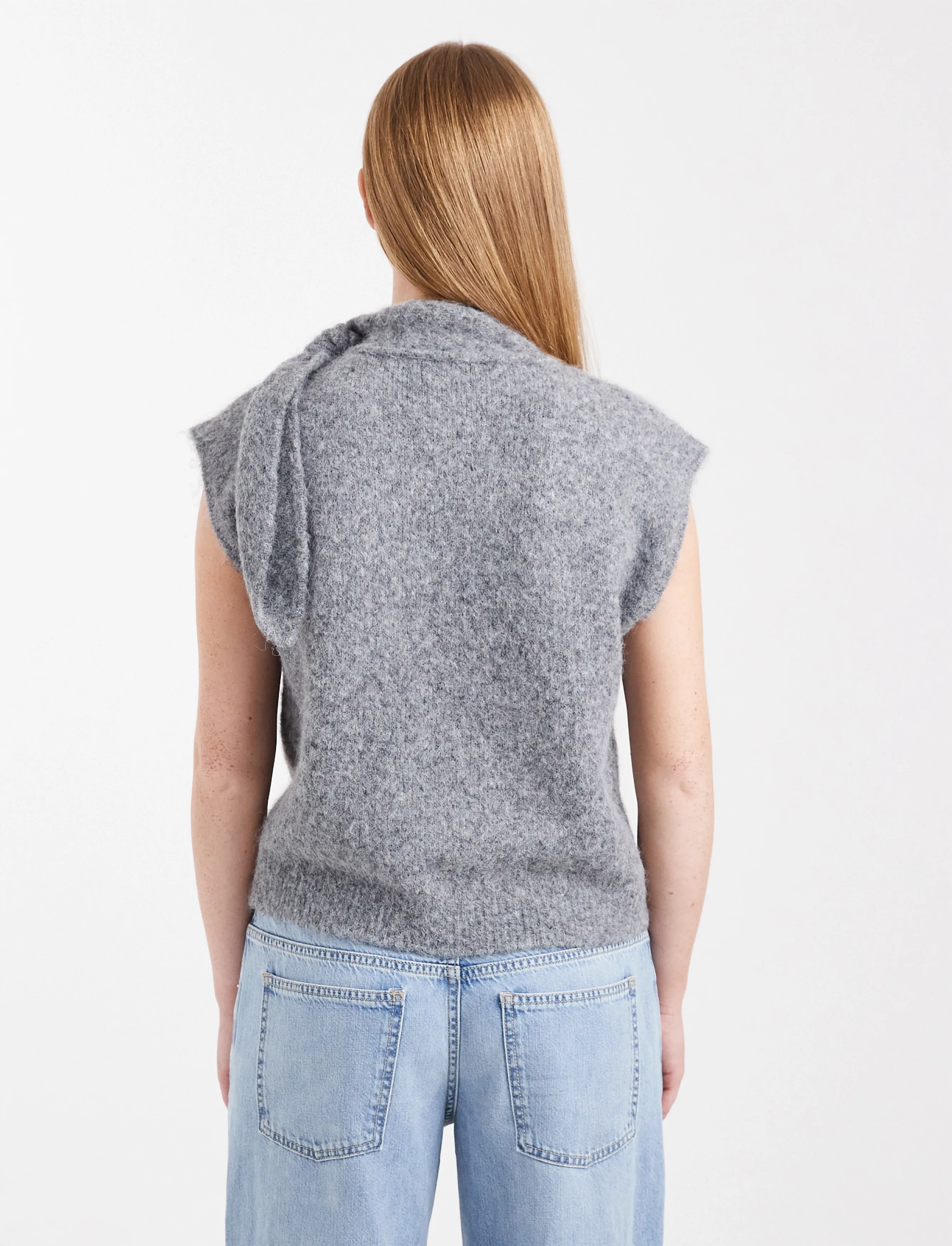 Topshop - TSCASSI KNITTED TIE NECK TOP KNT NOOS - höstkläder - grey - 2