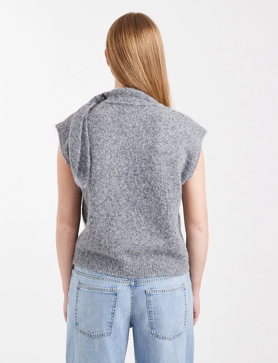 Topshop - TSCASSI KNITTED TIE NECK TOP KNT NOOS - stickade tröjor - grey - 2