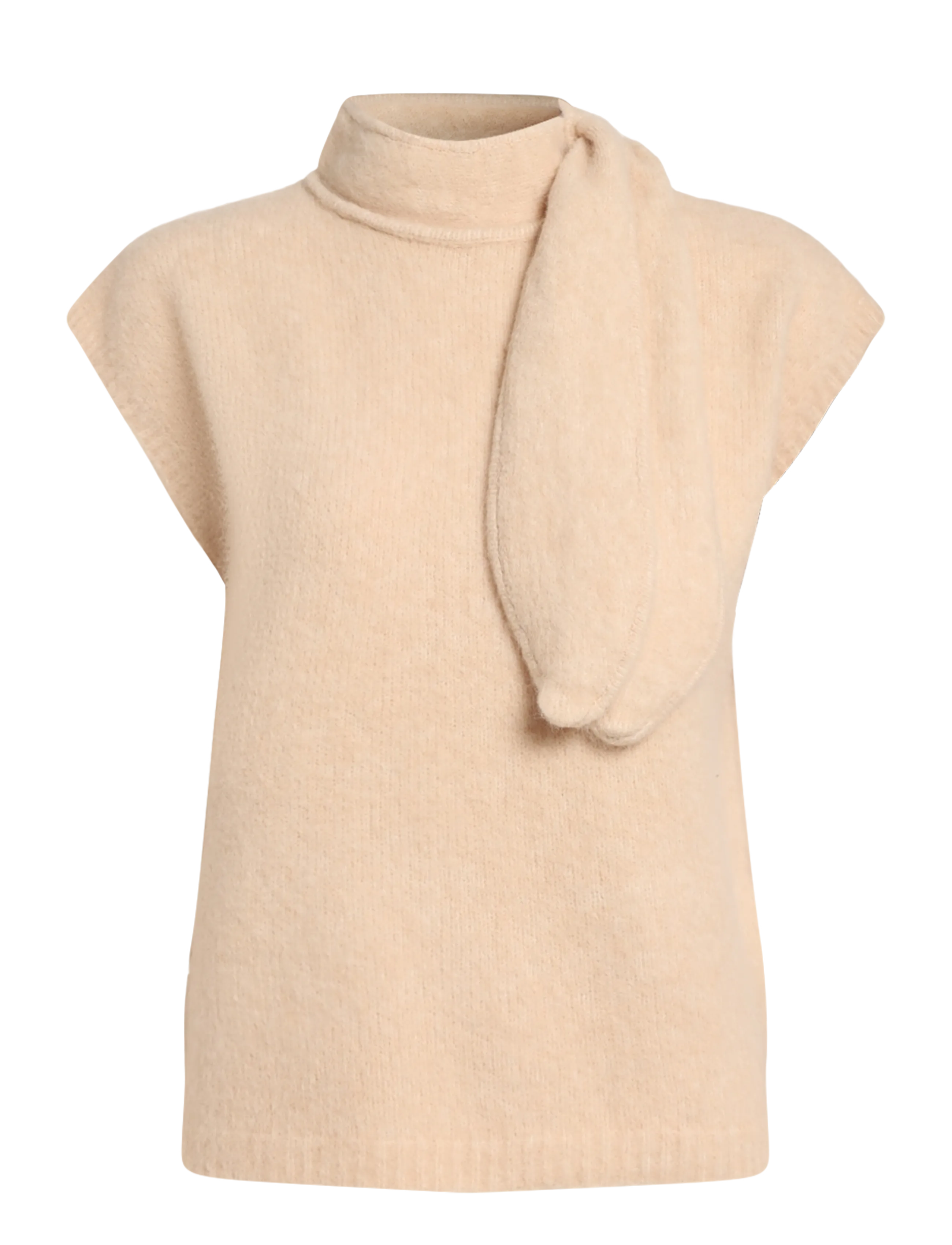 Topshop Tscassi Knitted Tie Neck Top Knt Noos, Pullovers, Creme, Str: L