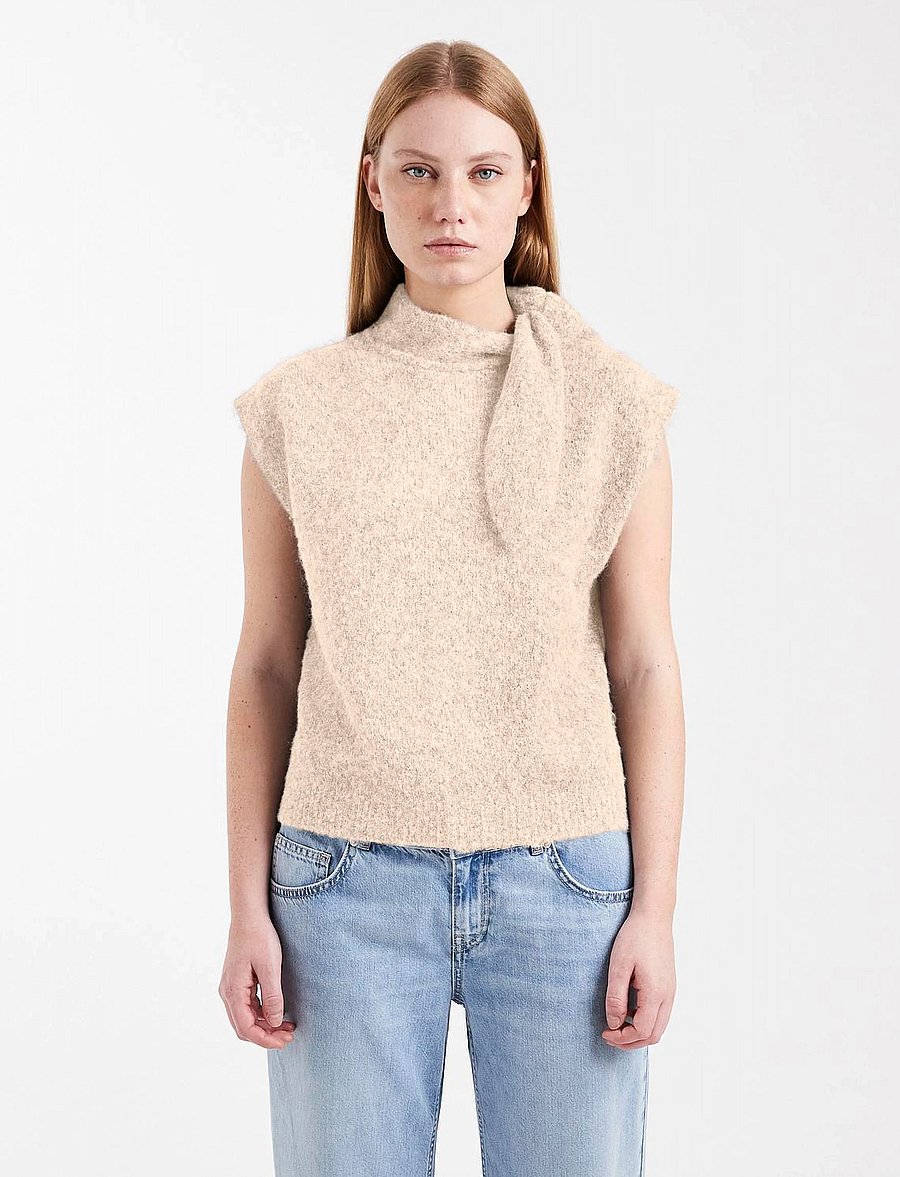 Topshop - TSCASSI KNITTED TIE NECK TOP KNT NOOS - pullover - ivory cream - 0