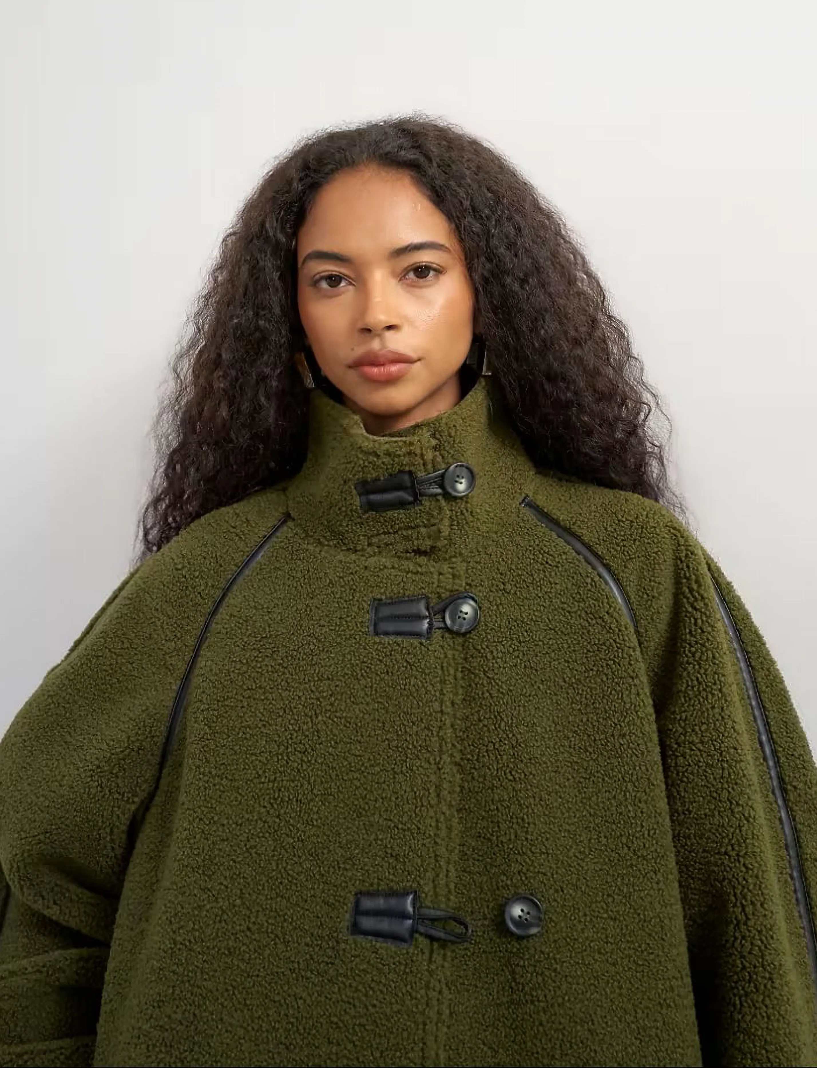 Topshop - TSSELMA LONGLINE BORG COAT OTW - winterjacken - green bee - 5