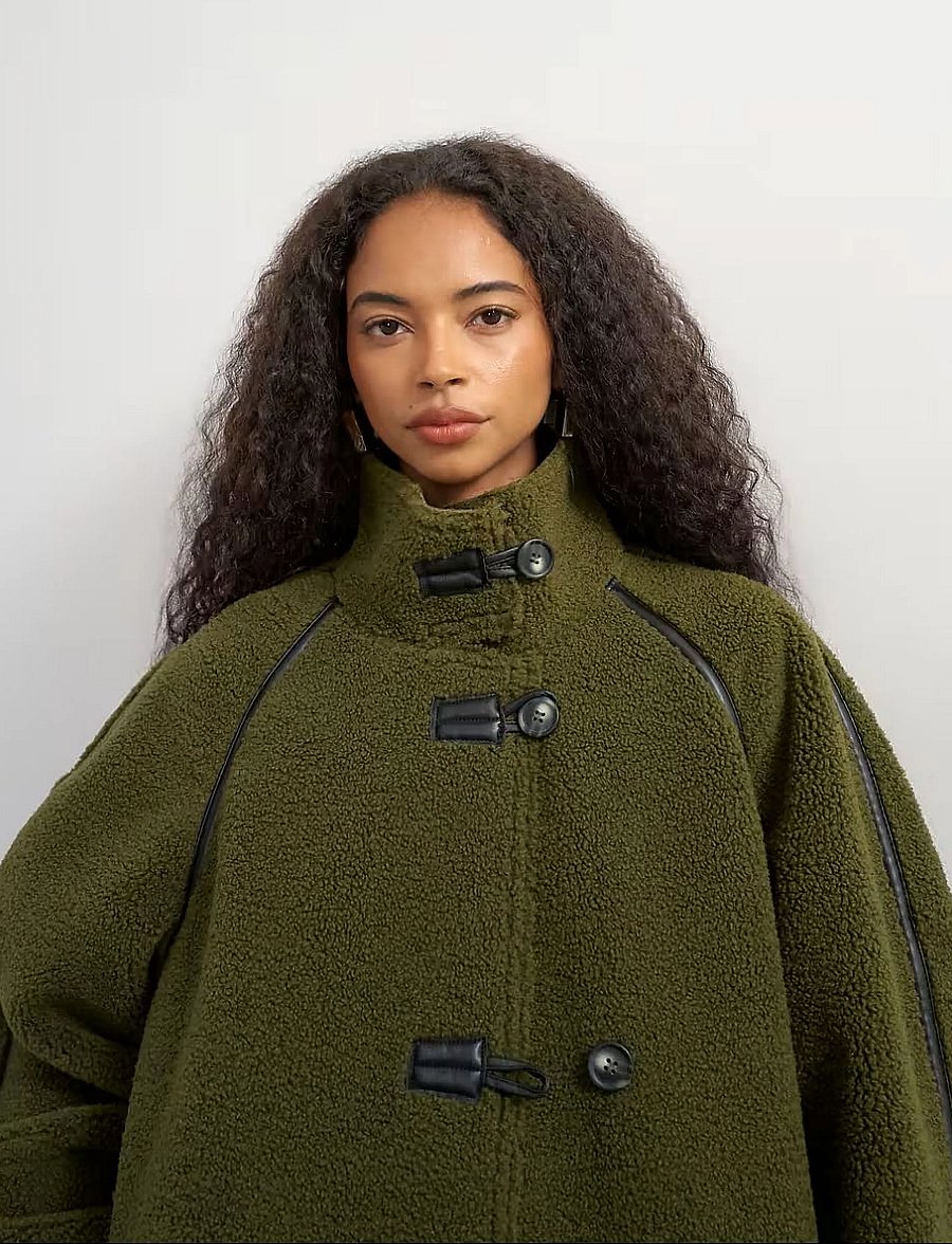 Topshop - TSSELMA LONGLINE BORG COAT OTW - winterjacken - green bee - 5