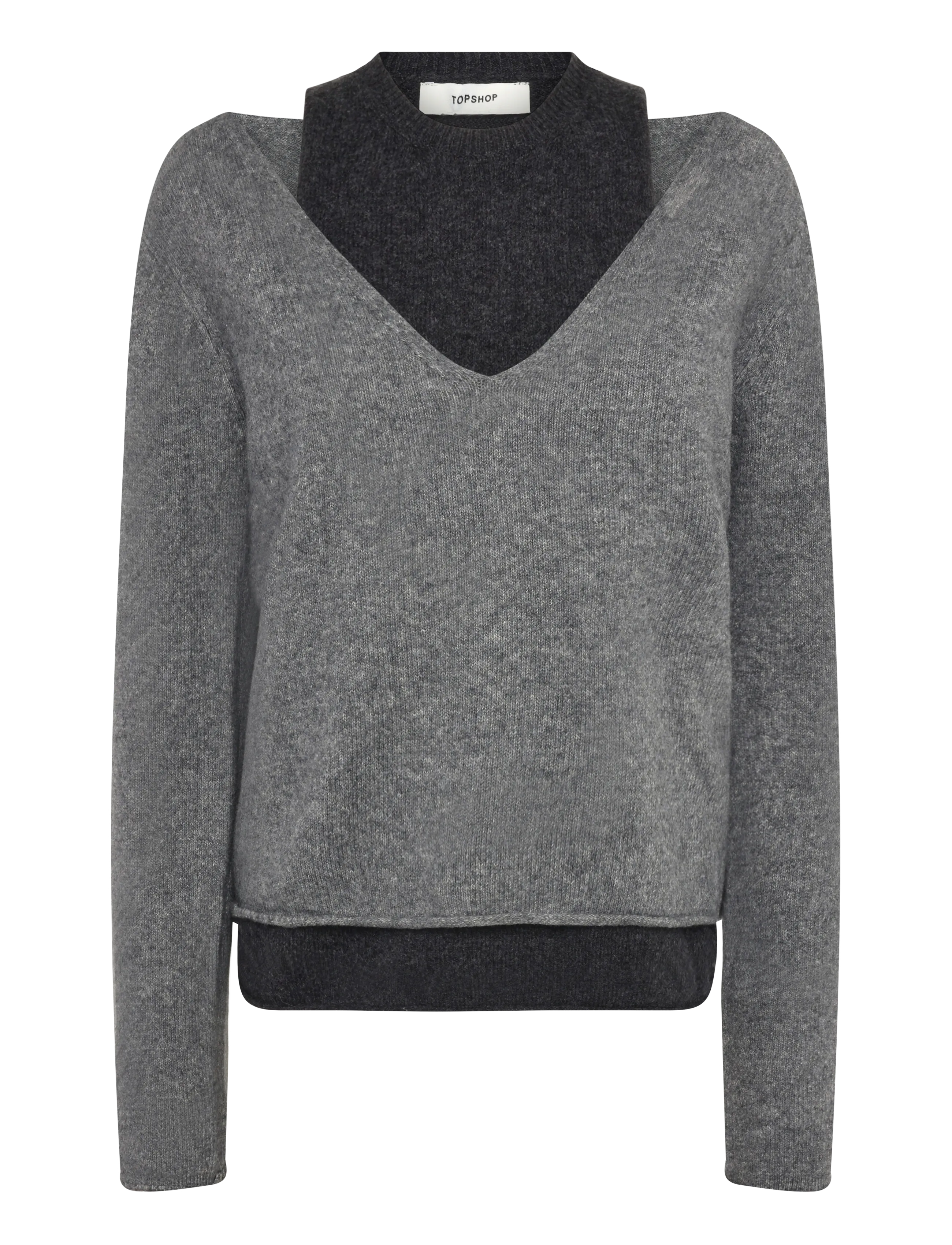 Topshop - TSYASMIN LS O-NECK KNITTED JUMPER KNT - stickade tröjor - grey - 1