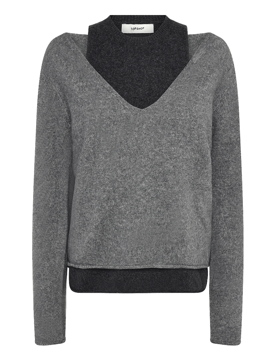 Topshop - TSYASMIN LS O-NECK KNITTED JUMPER KNT - stickade tröjor - grey - 1