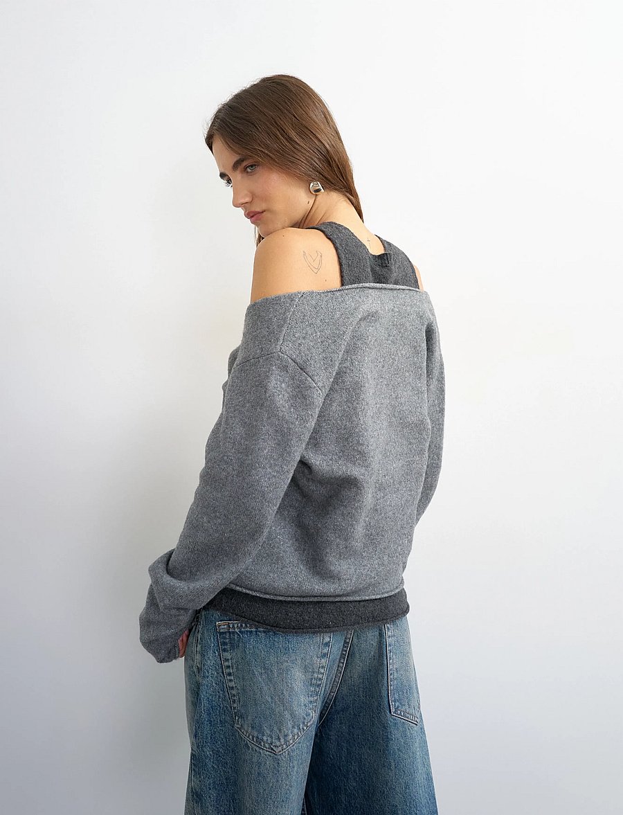 Topshop - TSYASMIN LS O-NECK KNITTED JUMPER KNT - stickade tröjor - grey - 3