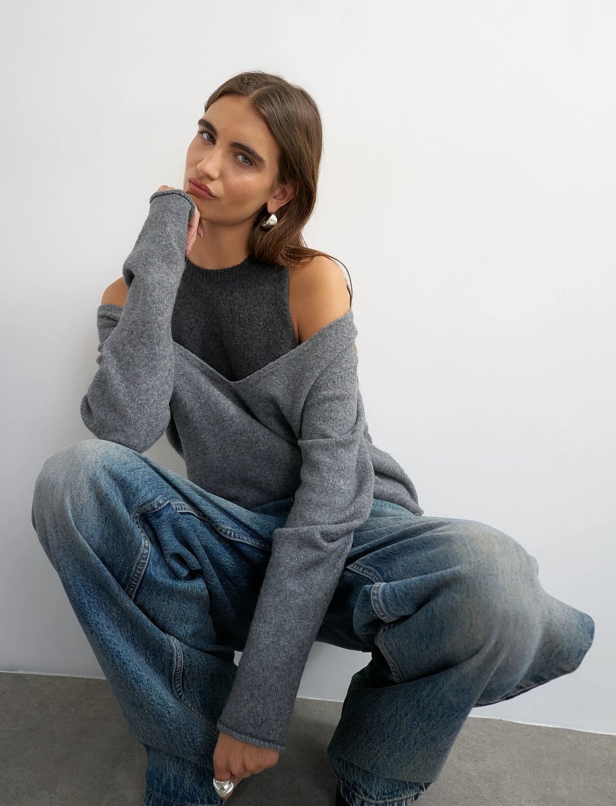 Topshop - TSYASMIN LS O-NECK KNITTED JUMPER KNT - stickade tröjor - grey - 4