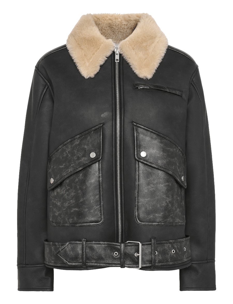 Topshop - TSSIGRID BLETED BIKER JACKET OTW - nahktagid - black - 1
