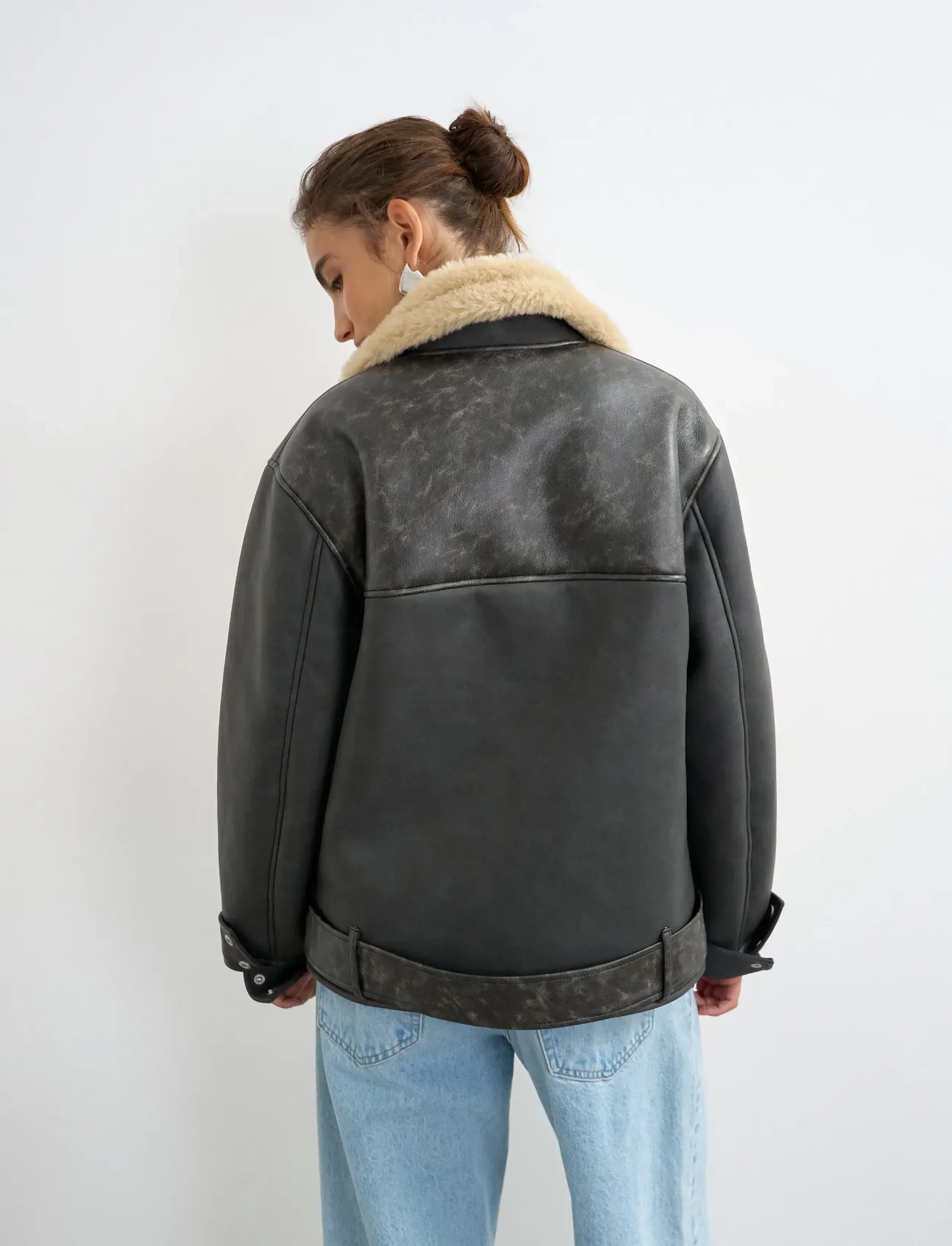 Topshop - TSSIGRID BLETED BIKER JACKET OTW - nahktagid - black - 3
