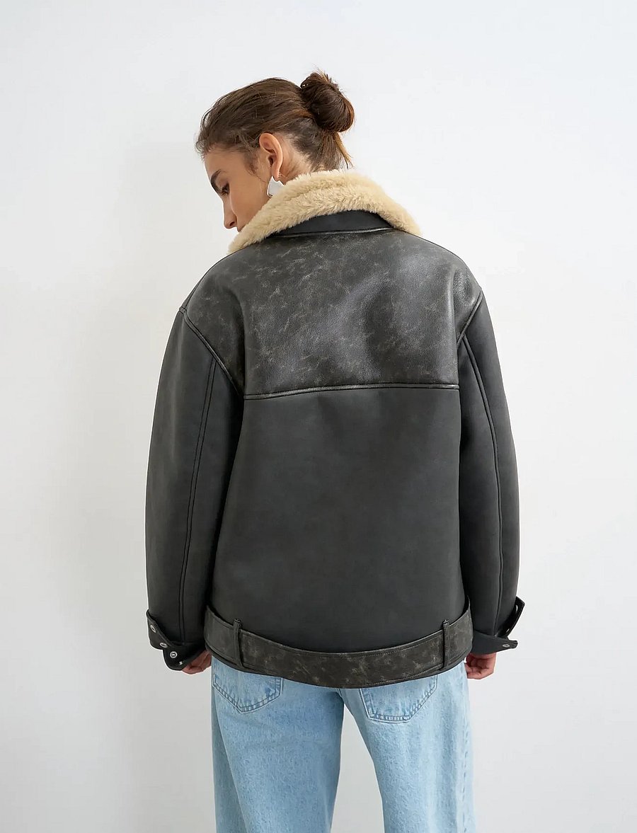 Topshop - TSSIGRID BLETED BIKER JACKET OTW - nahktagid - black - 3