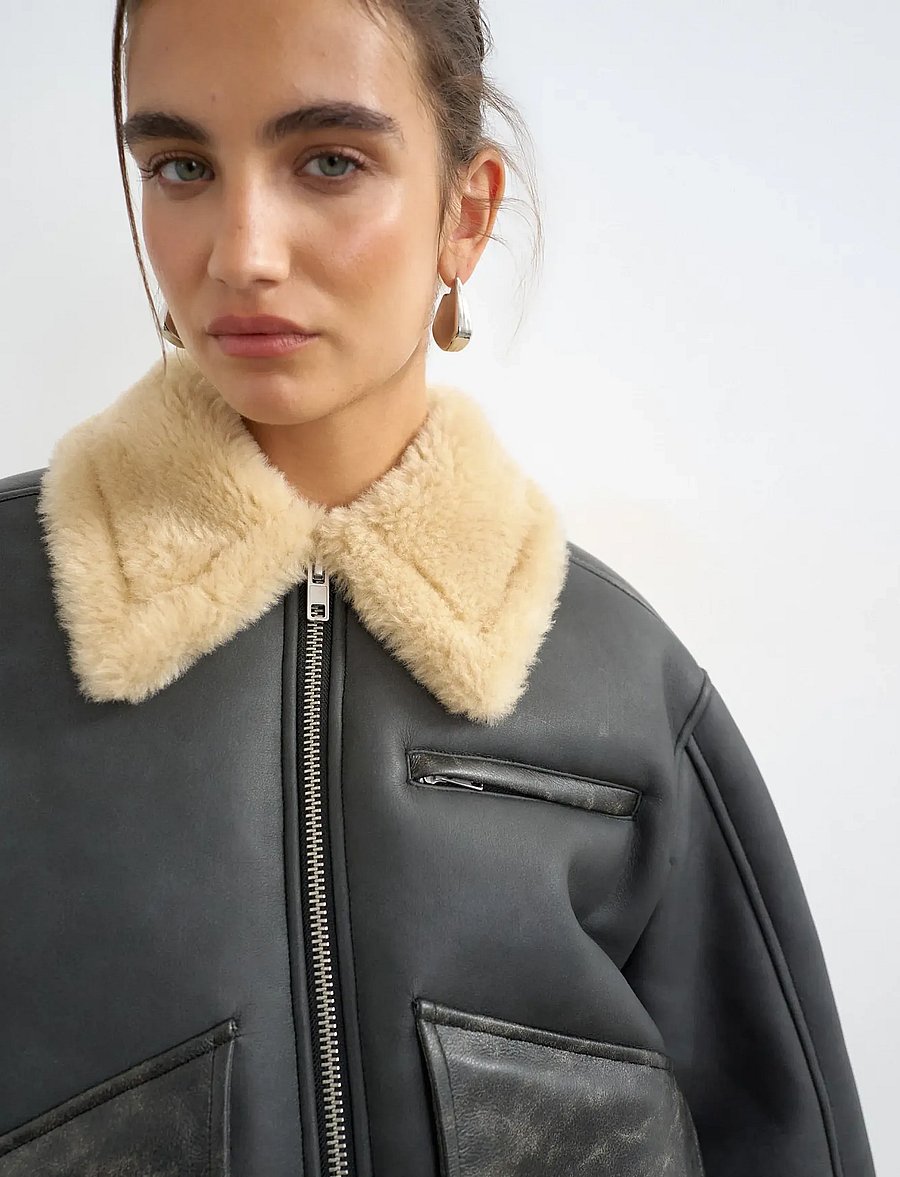Topshop - TSSIGRID BLETED BIKER JACKET OTW - nahktagid - black - 4