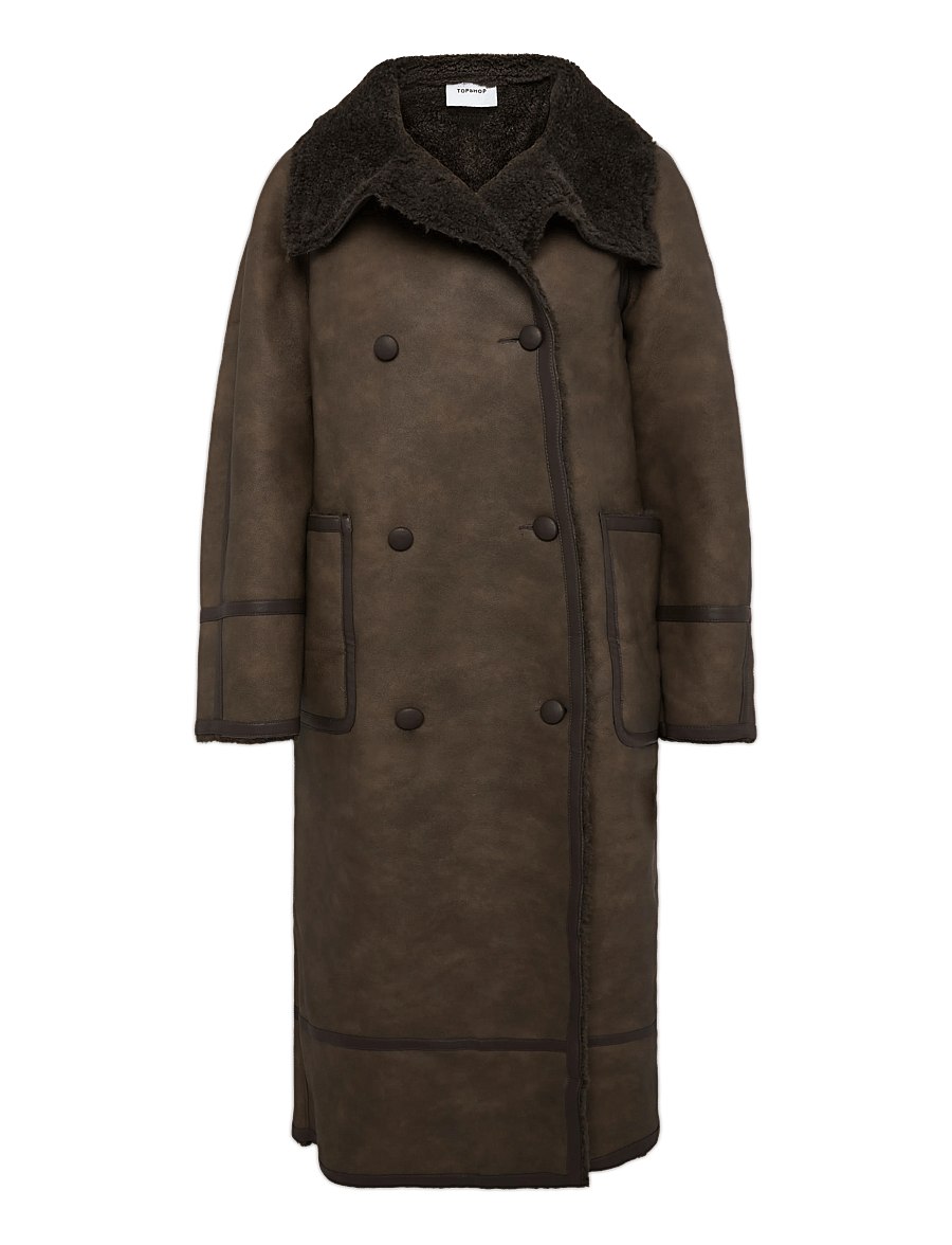 Topshop - TSSIA COATED COAT OTW - faux fur - chocolate brown - 1