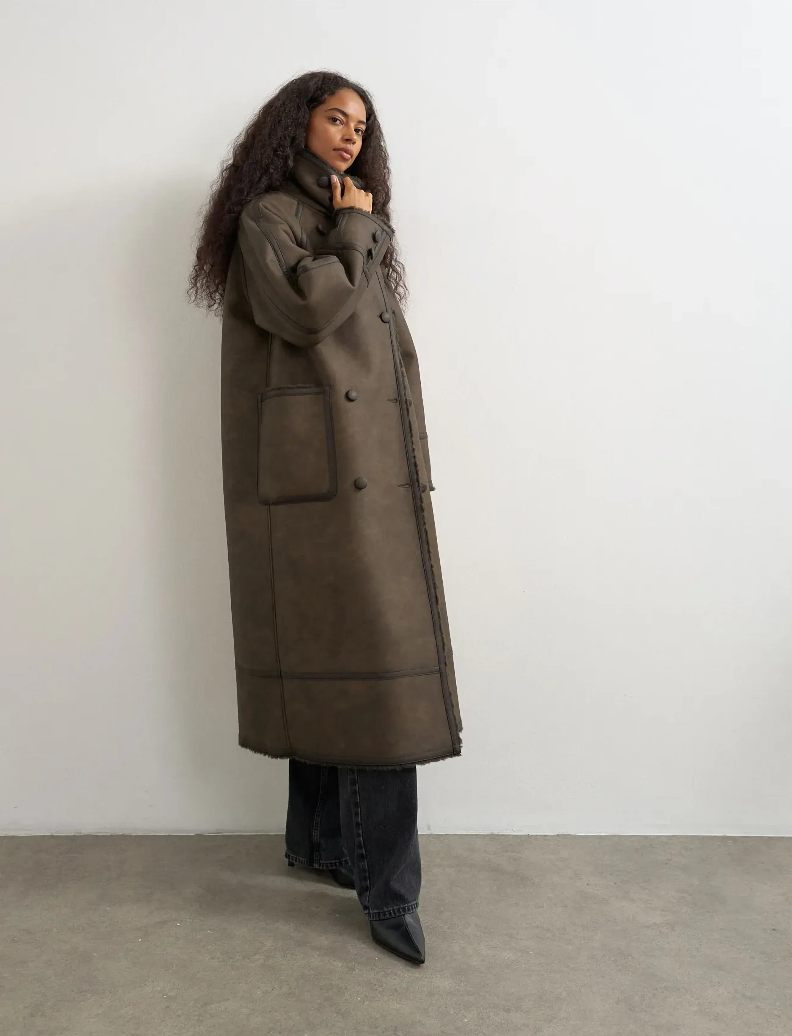 Topshop TSSIA COATED COAT OTW - Jackets & Coats - CHOCOLATE BROWN / brown