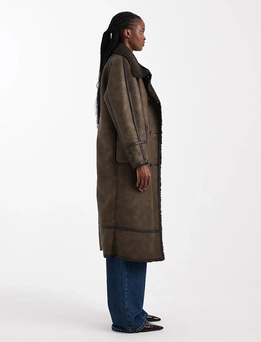 Topshop - TSSIA COATED COAT OTW - faux fur - chocolate brown - 4