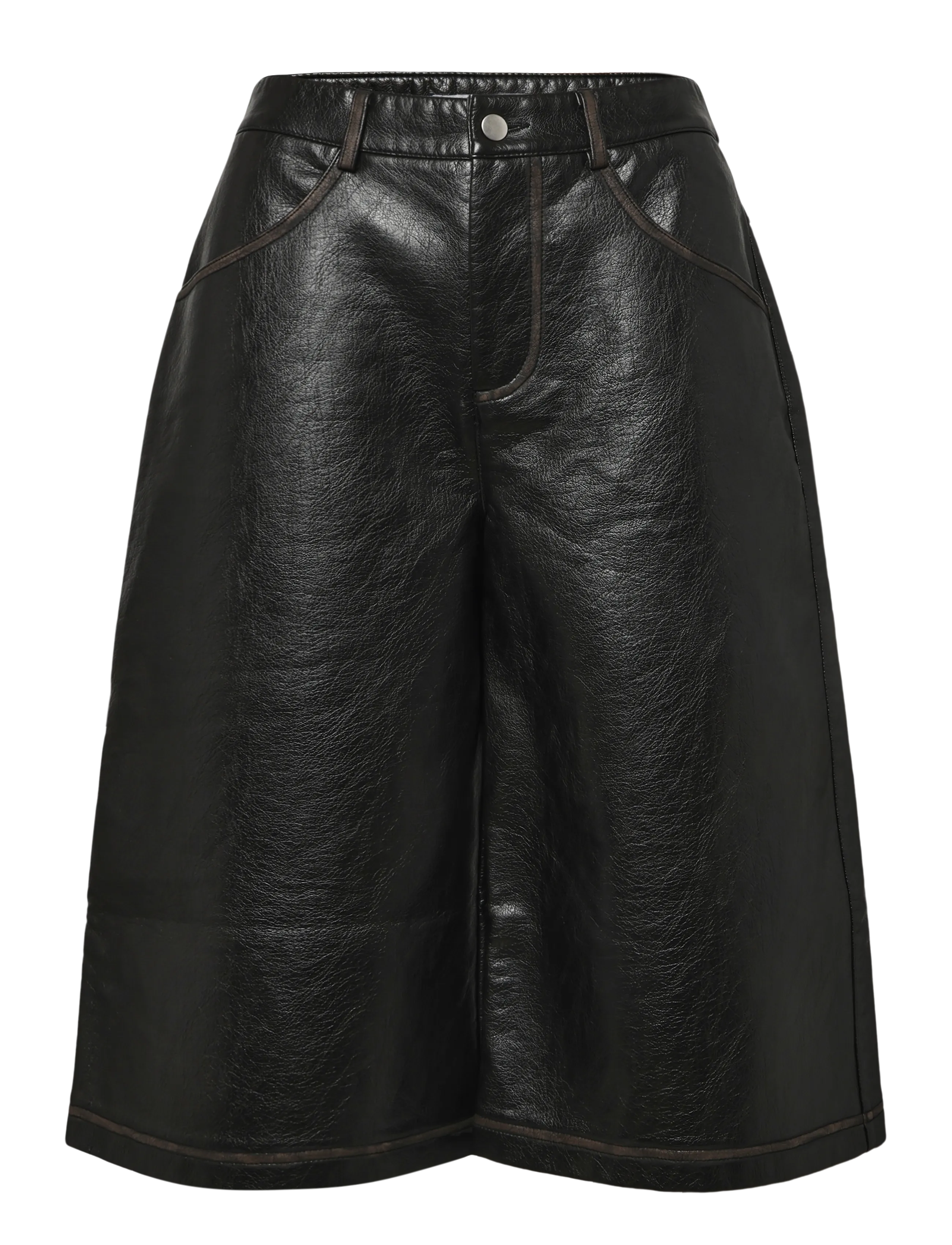 Topshop TSSILJE COATED SHORTS - Tänavastiil - BLACK / black