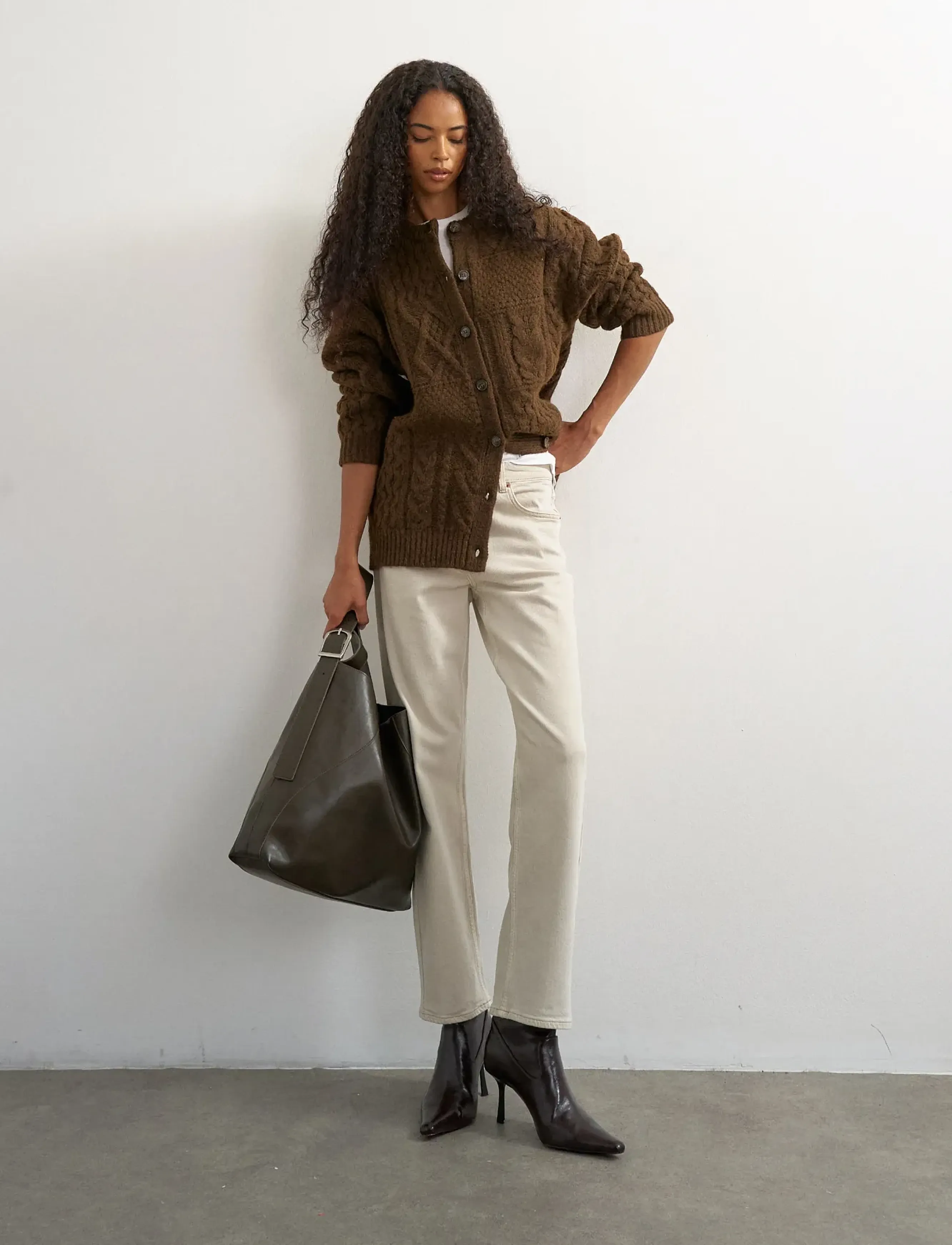 Topshop - TSYENNA LS CABLE CARDIGAN KNT - cardigans - ginger bread - 0