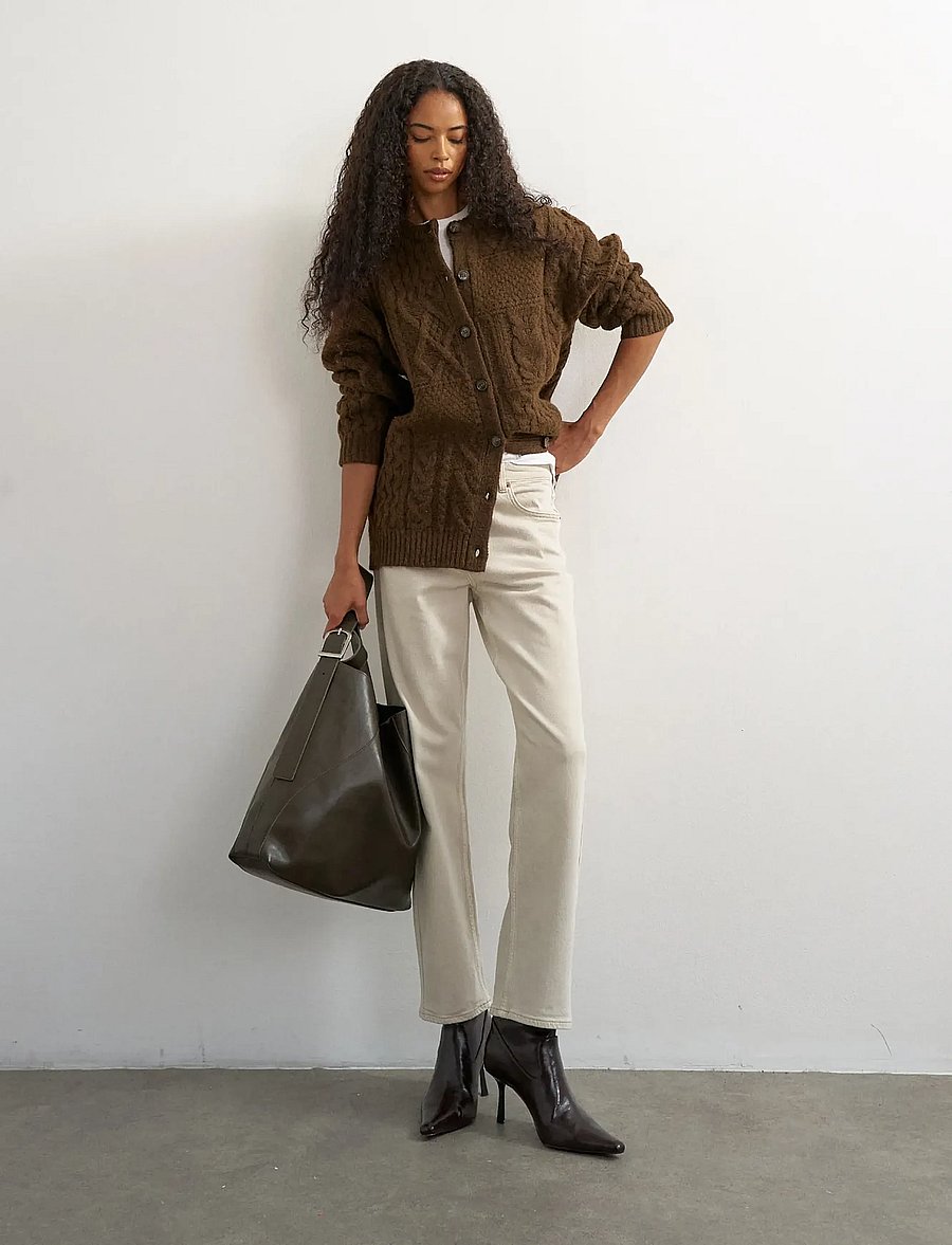 Topshop - TSYENNA LS CABLE CARDIGAN KNT - cardigans - ginger bread - 0