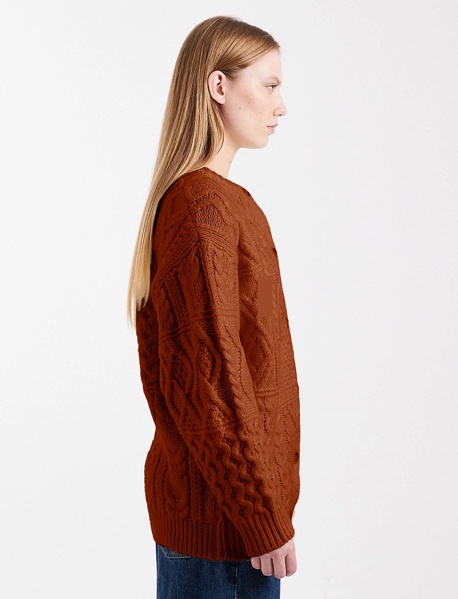 Topshop - TSYENNA LS CABLE CARDIGAN KNT - cardigans - ginger bread - 4