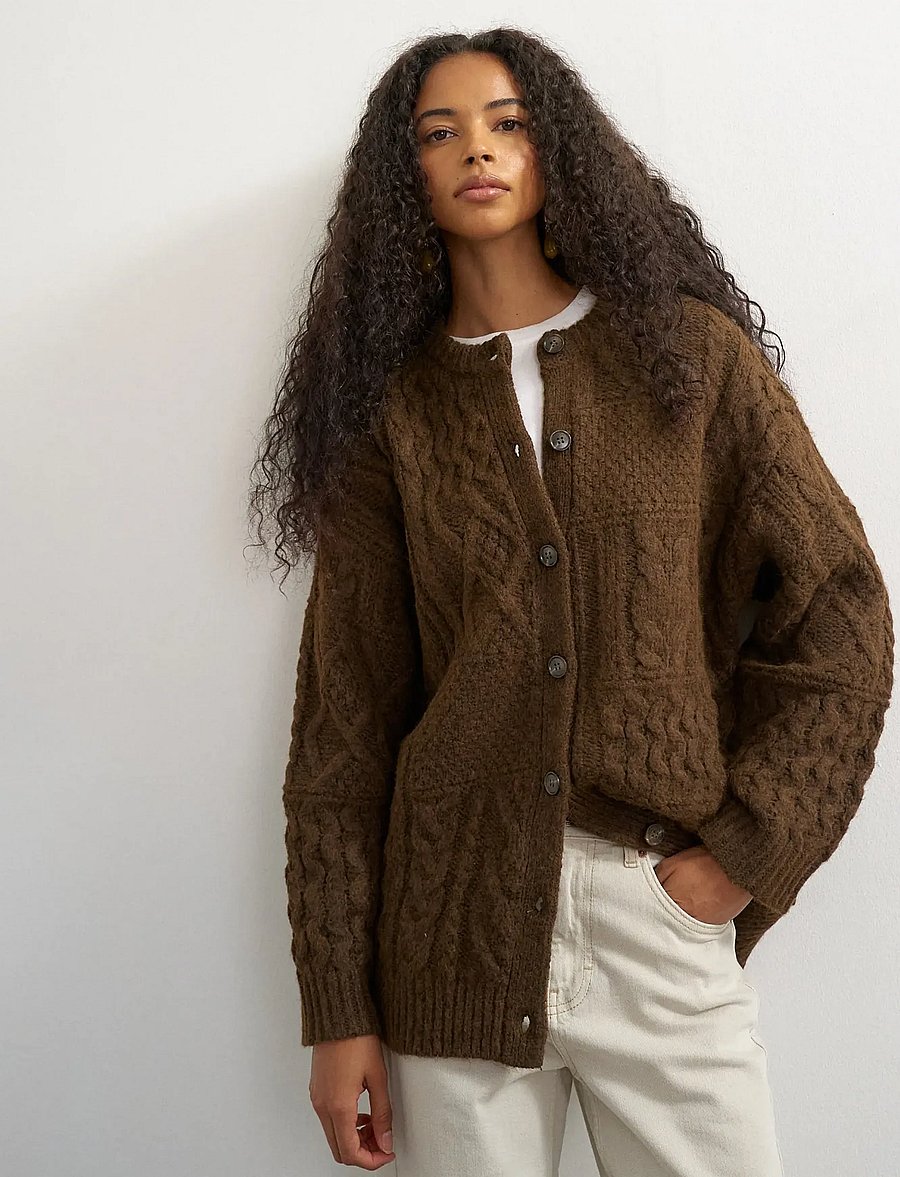 Topshop - TSYENNA LS CABLE CARDIGAN KNT - cardigans - ginger bread - 5
