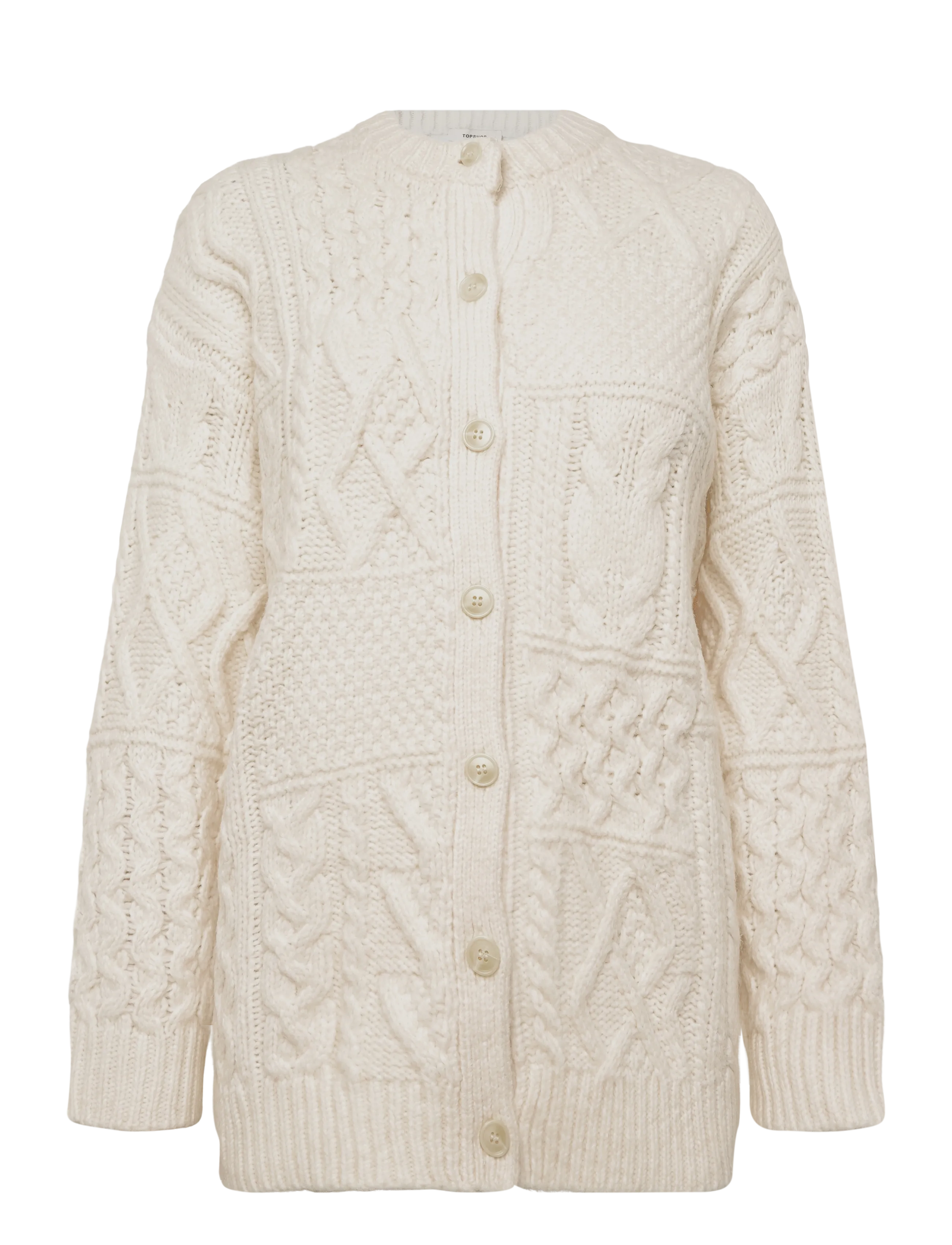 Topshop TSYENNA LS CABLE CARDIGAN KNT - Strickjacken - IVORY CREAM / cream