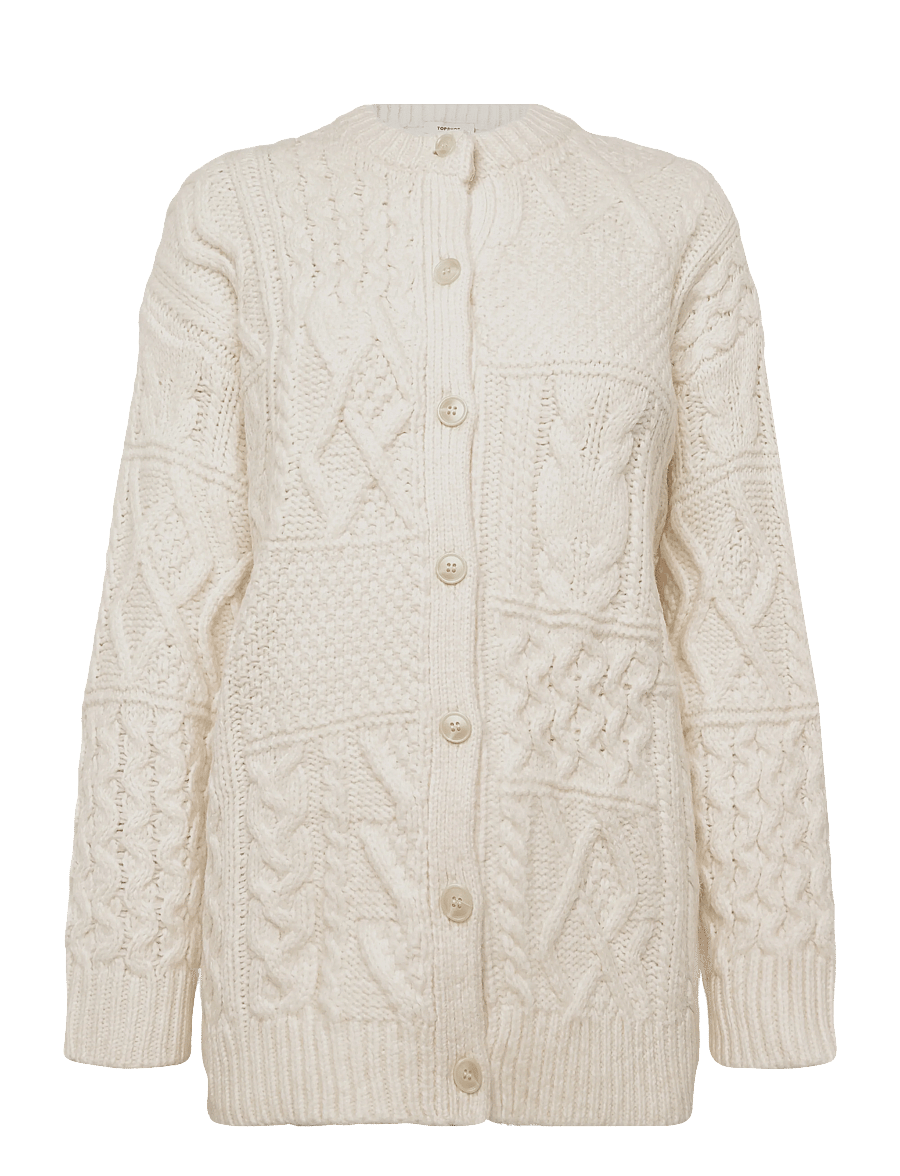 Topshop - TSYENNA LS CABLE CARDIGAN KNT - koftor - ivory cream - 1