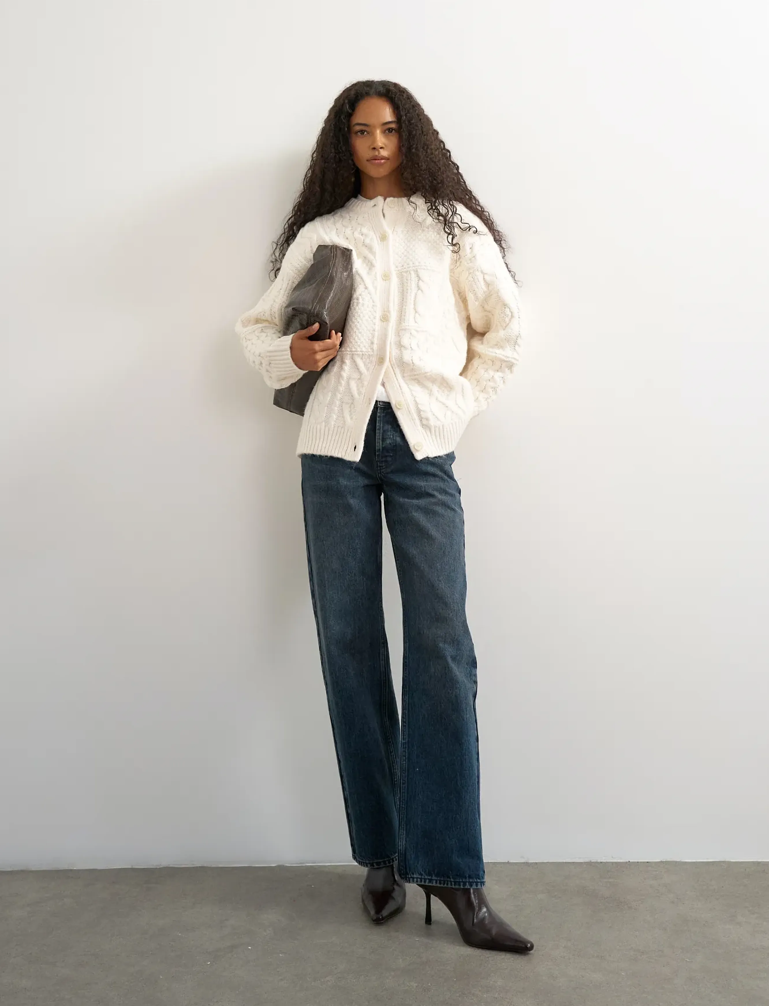 Topshop - TSYENNA LS CABLE CARDIGAN KNT - ivory cream - 0