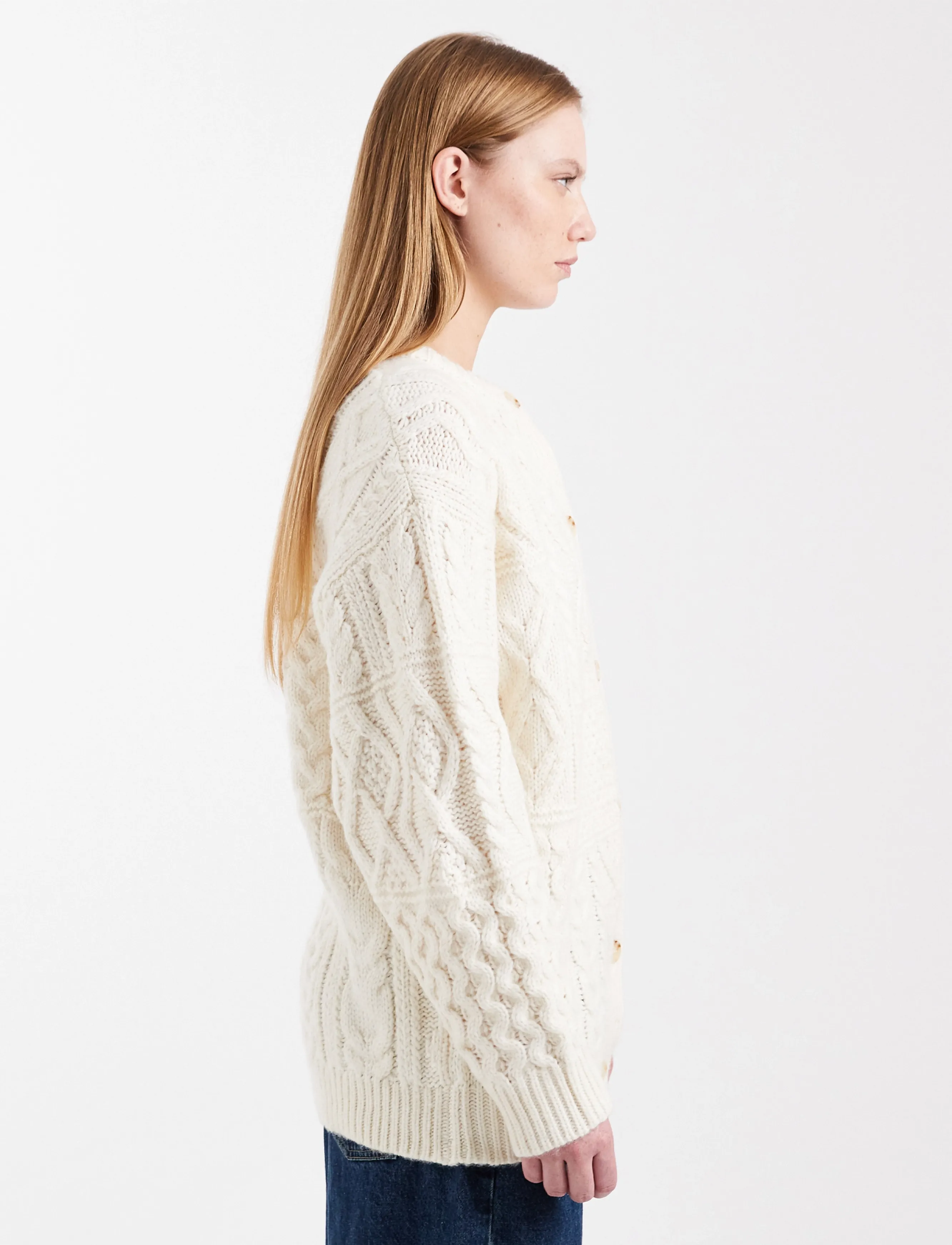 Topshop - TSYENNA LS CABLE CARDIGAN KNT - ivory cream - 4
