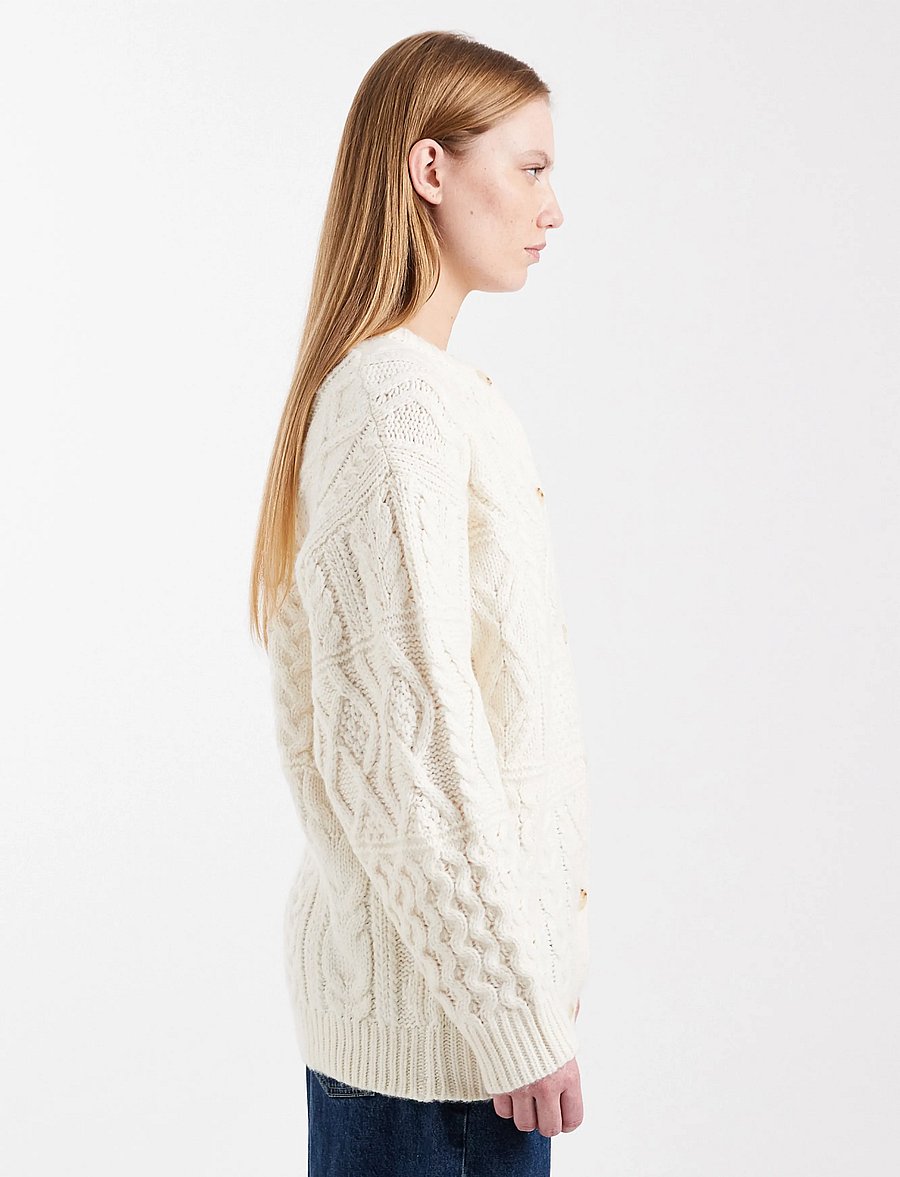 Topshop - TSYENNA LS CABLE CARDIGAN KNT - koftor - ivory cream - 4