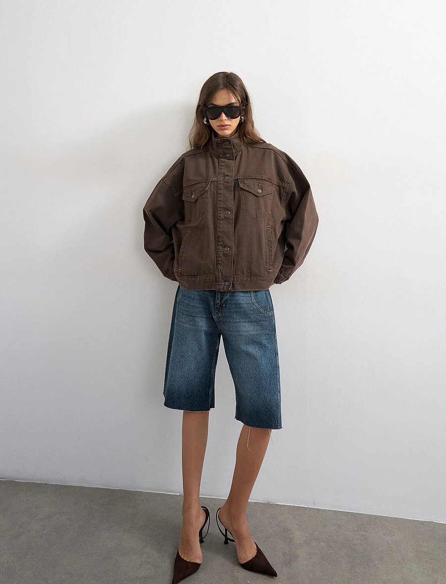 Topshop - TSFREYA DENIM JACKET DNM - jeansjackor - brown denim - 0