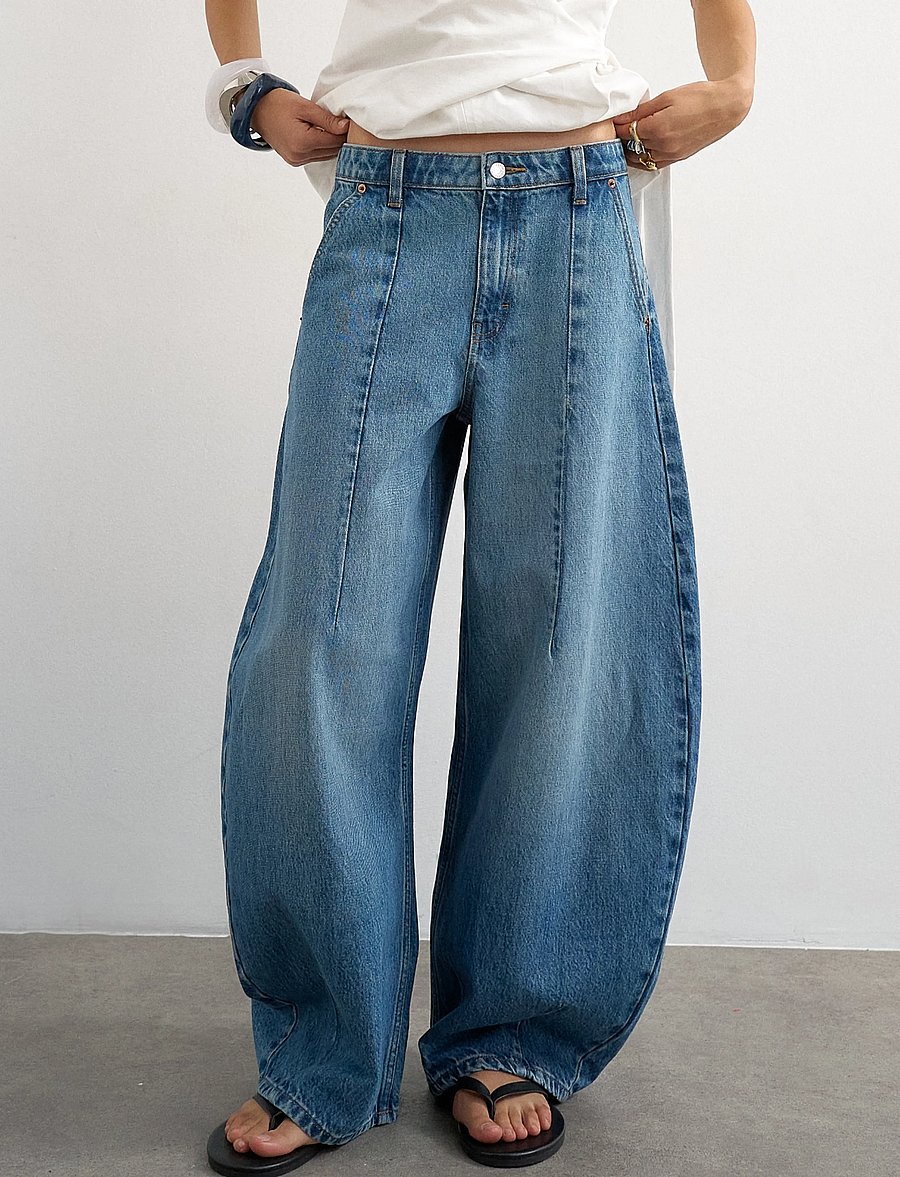 Topshop - TSMATHILDE MR BARREL DNM JEANS MB - barrel jeans - medium blue denim - 0