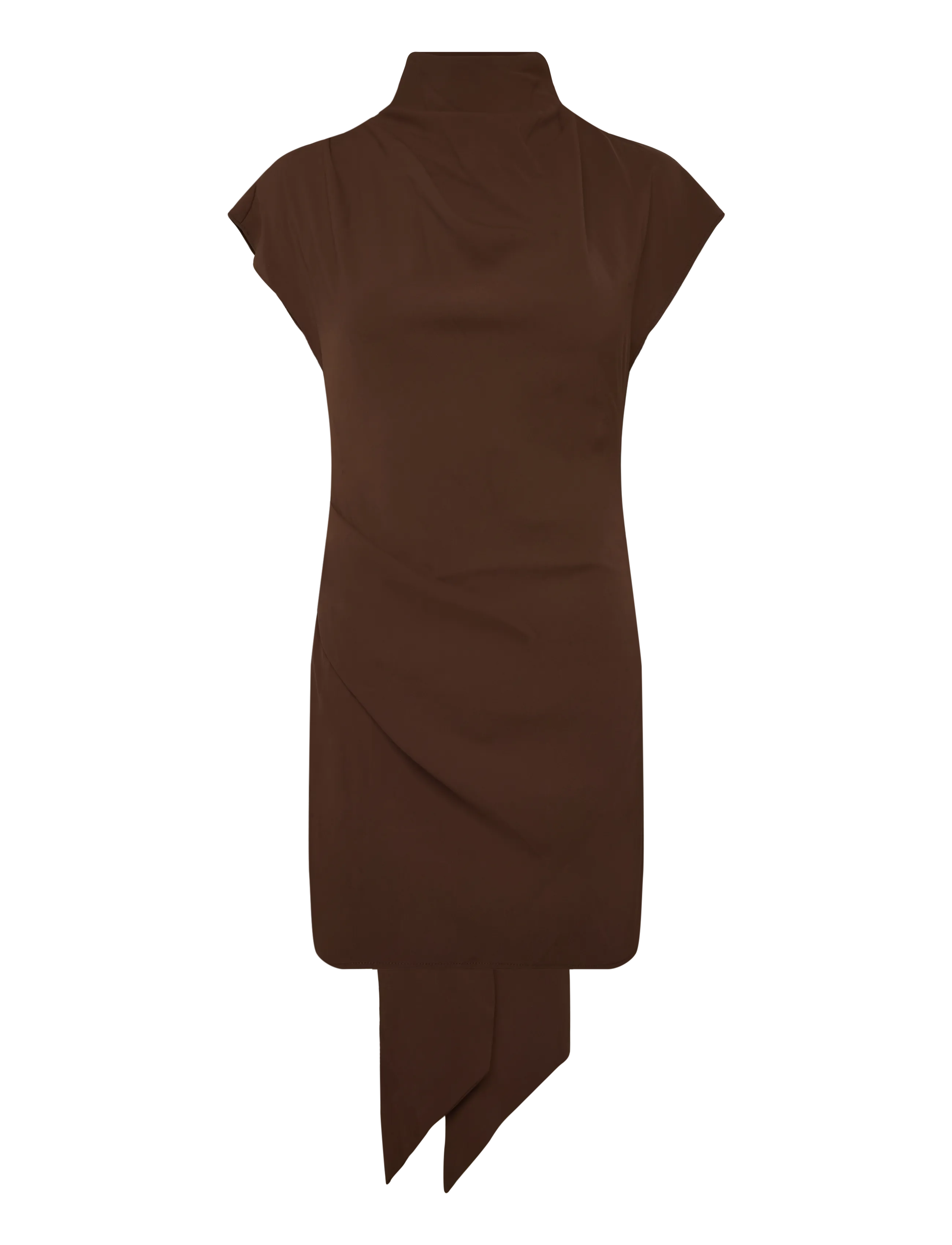 Topshop - TSOLIVIA SCARF NECK MINI DRESS WVN - chocolate brown - 1