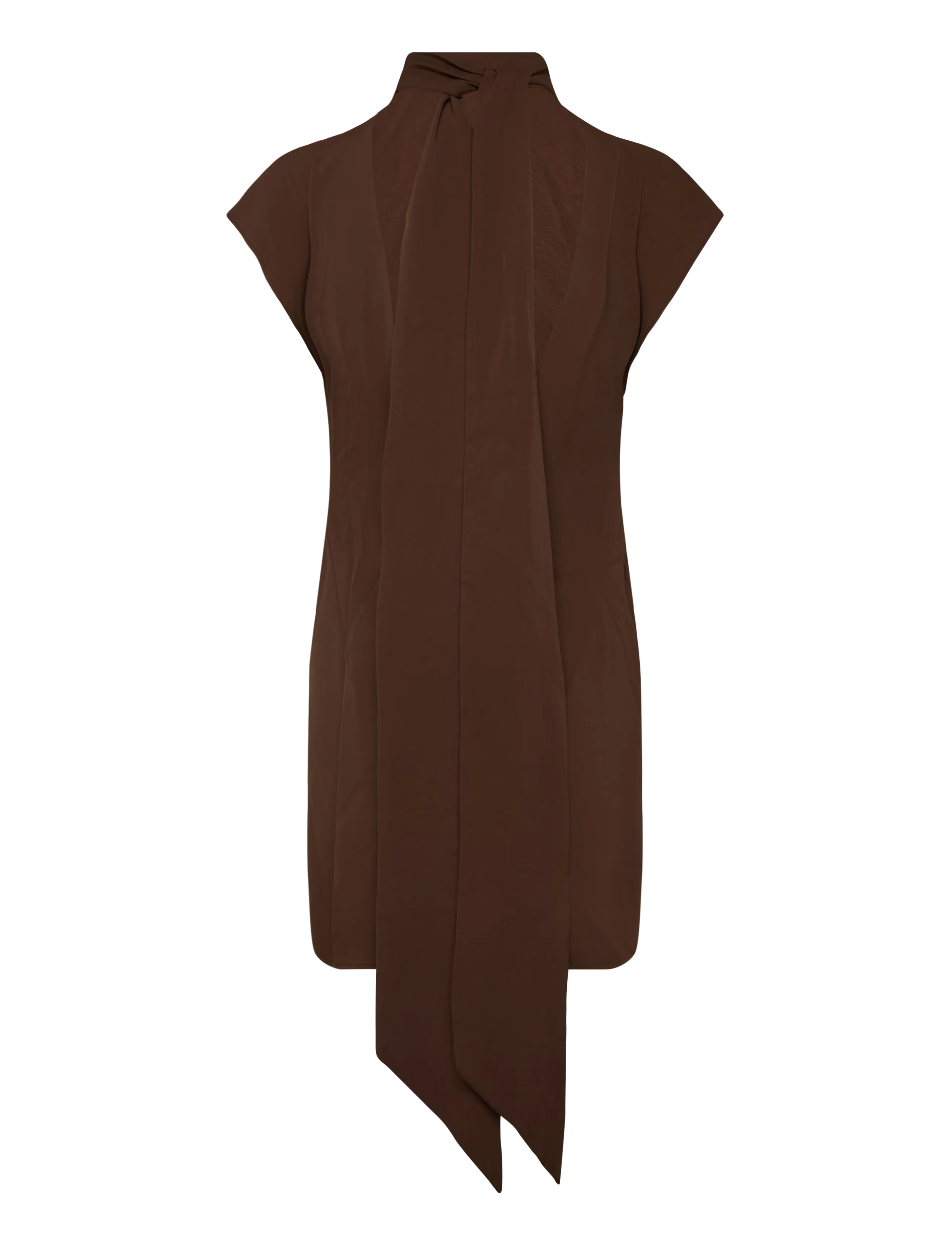 Topshop - TSOLIVIA SCARF NECK MINI DRESS WVN - chocolate brown - 2