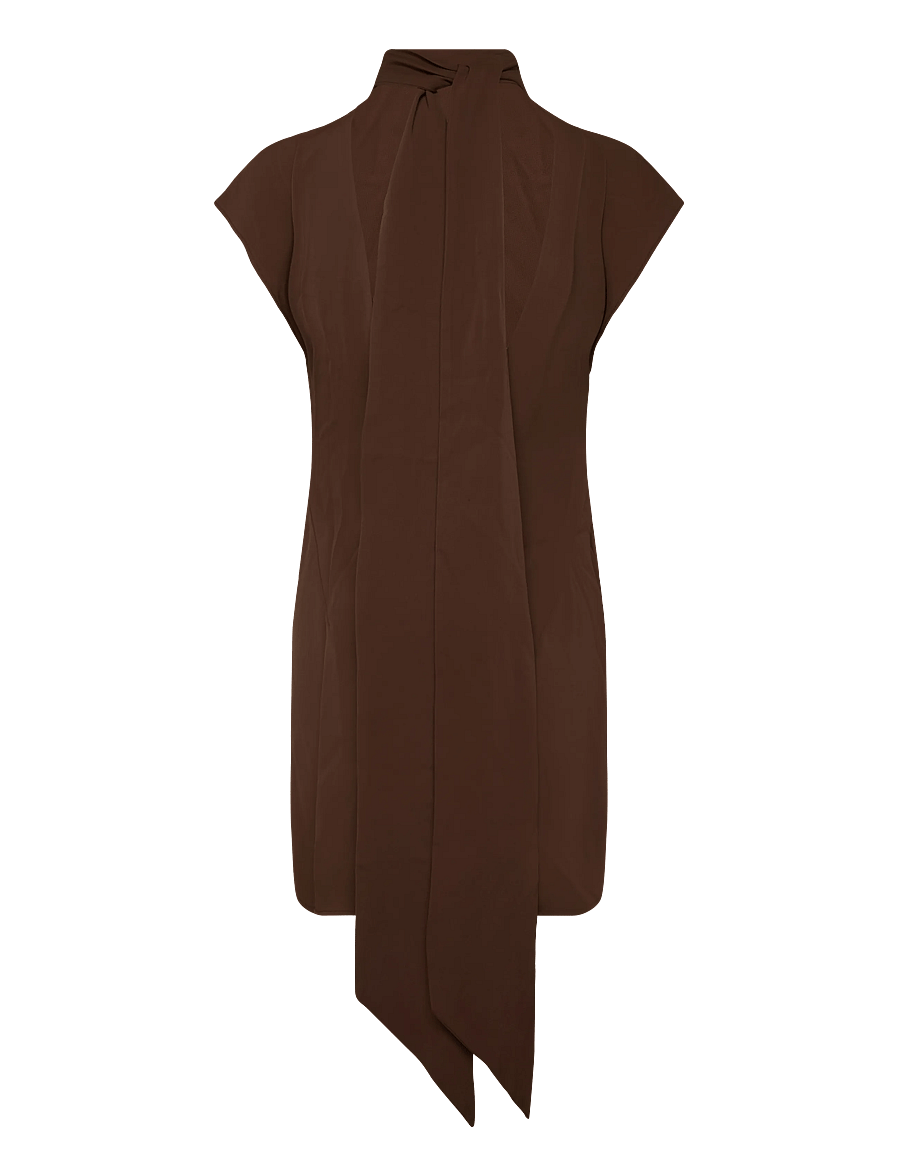 Topshop - TSOLIVIA SCARF NECK MINI DRESS WVN - korte kjoler - chocolate brown - 2