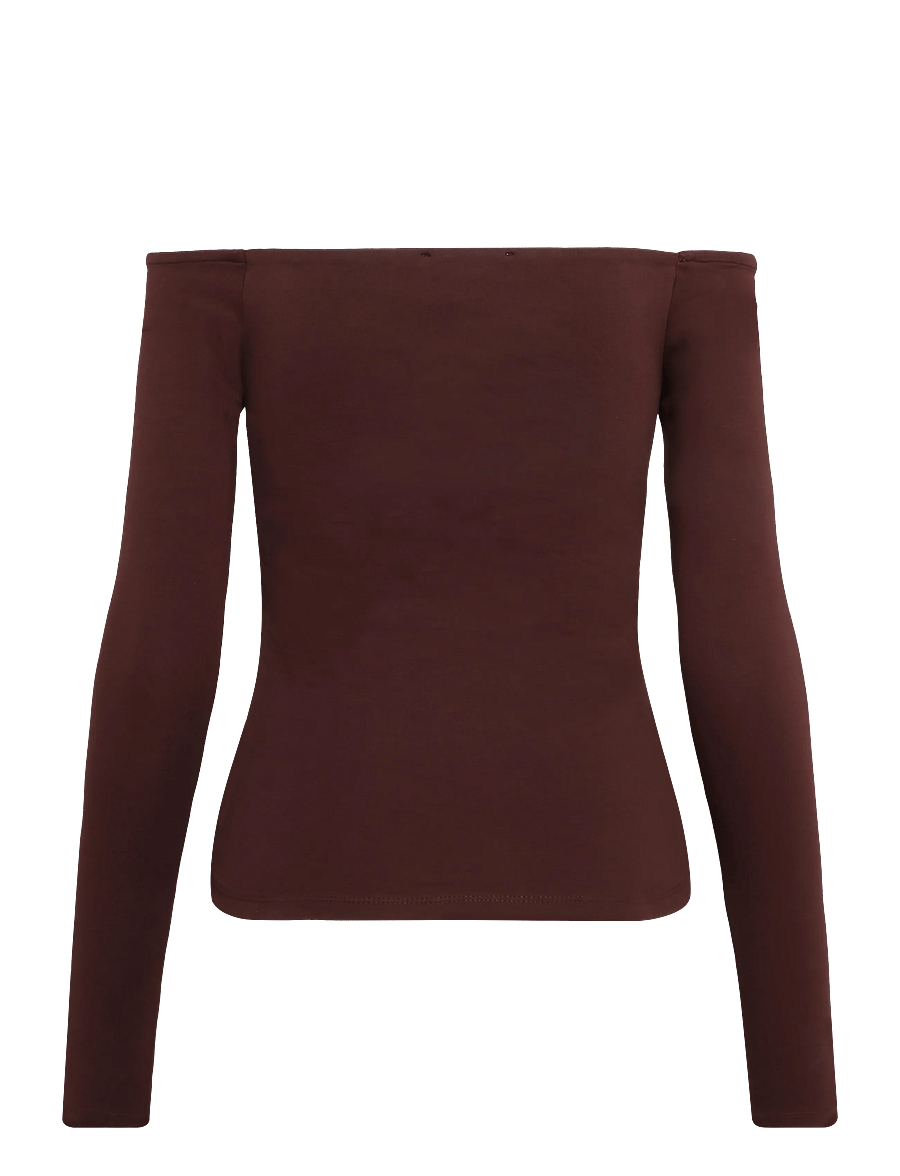 Topshop - TSBOA OFF SHOULDER LS TOP JRS - pikkade varrukatega topid - deep mahogany - 2