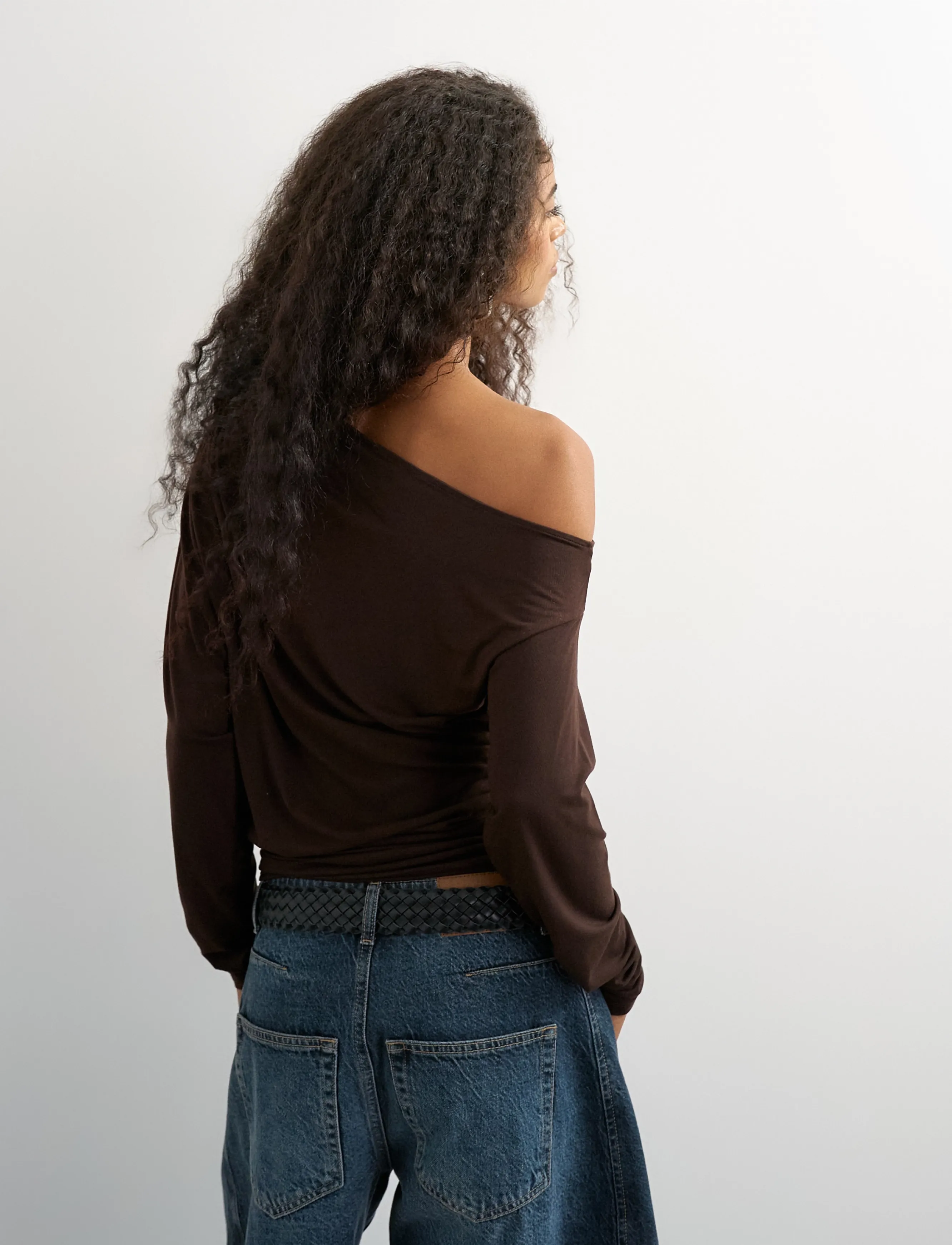 Topshop - TSBOA OFF SHOULDER LS TOP JRS - pikkade varrukatega topid - deep mahogany - 3