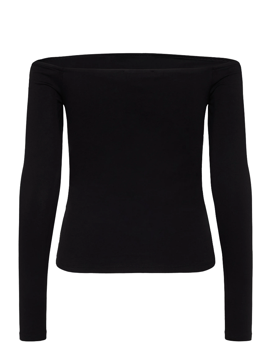 Topshop - TSBOA OFF SHOULDER LS TOP JRS - langærmede toppe - jet black - 2