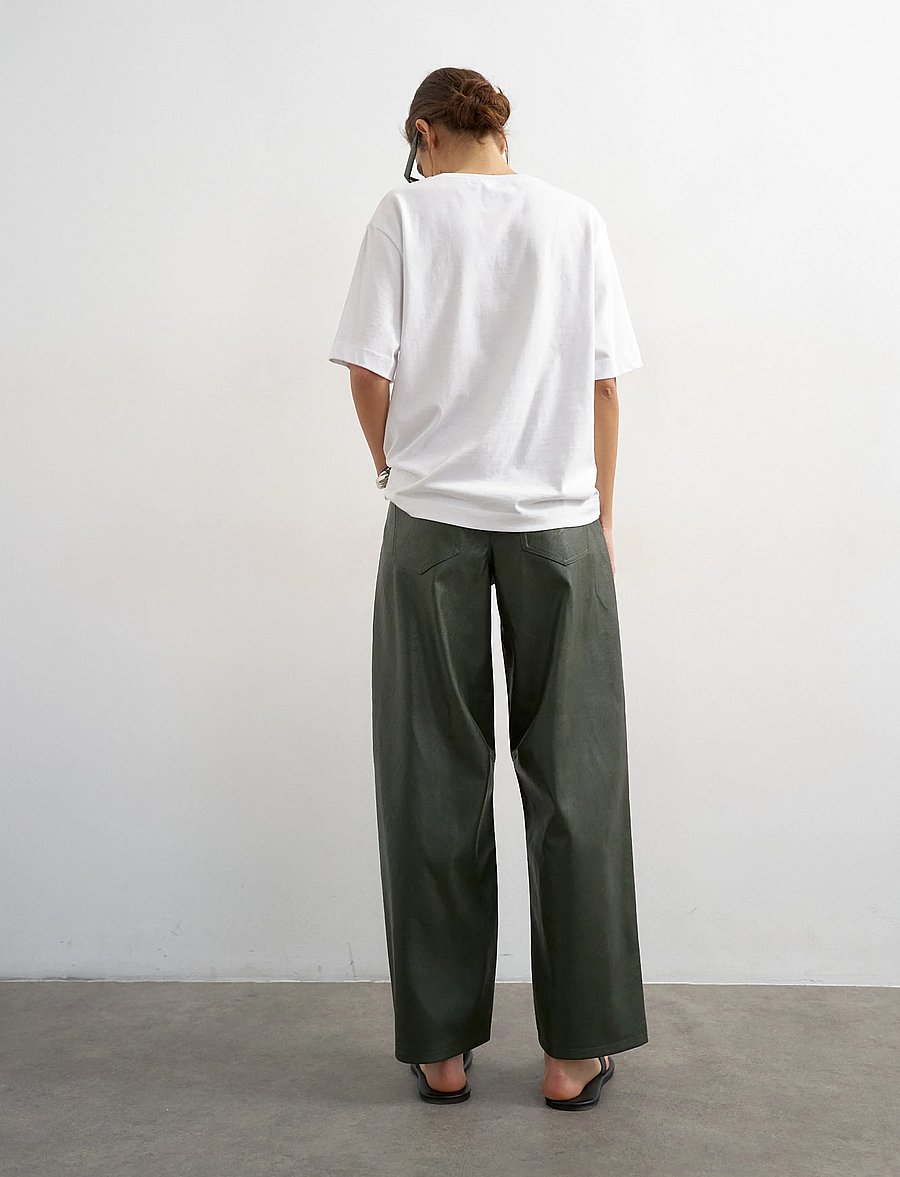 Topshop - TSTALLA COATED BARREL TROUSERS - barrel trousers - green bee - 3