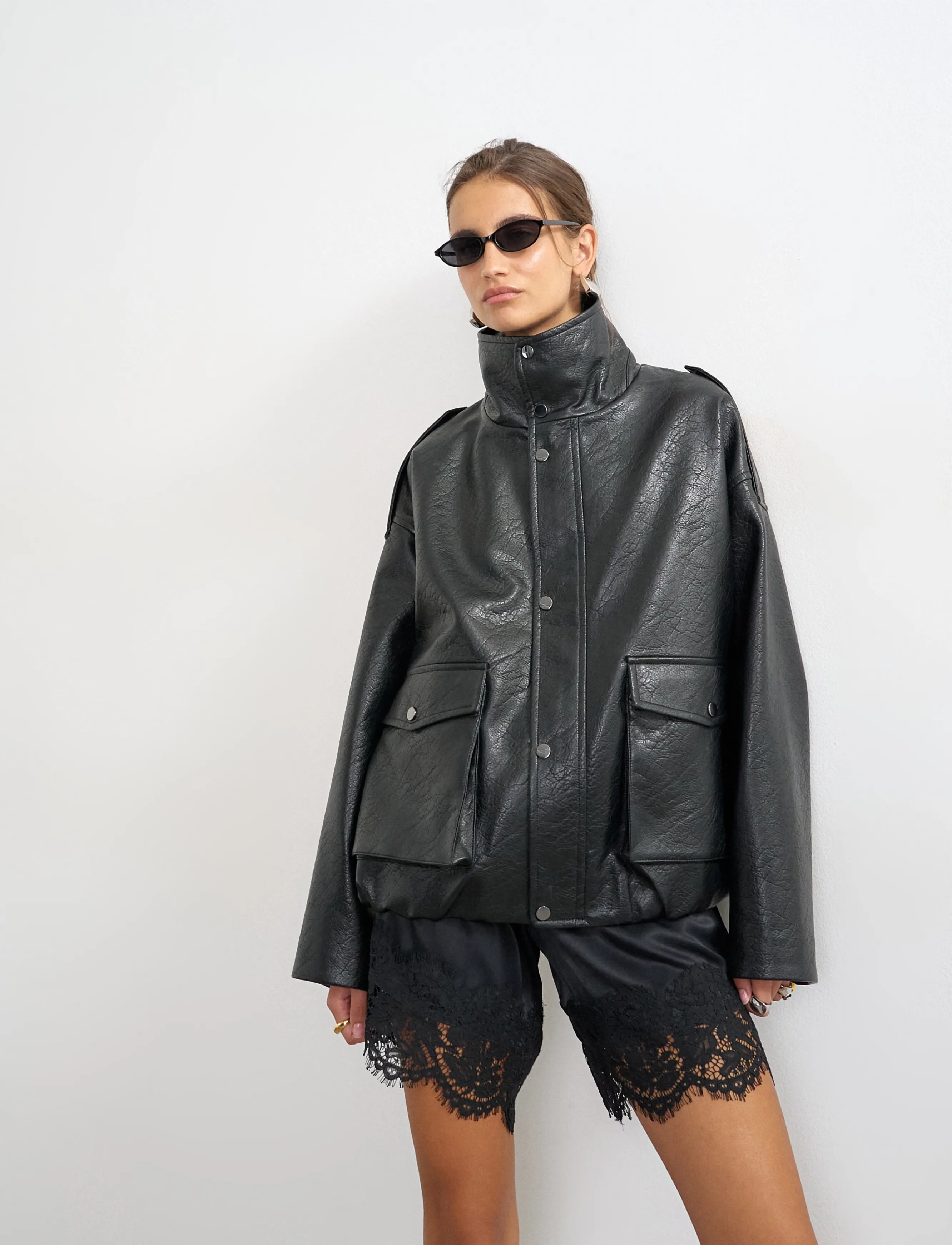 Topshop - TSTOMA COATED BOMBER OTW - forårsjakker - black - 4