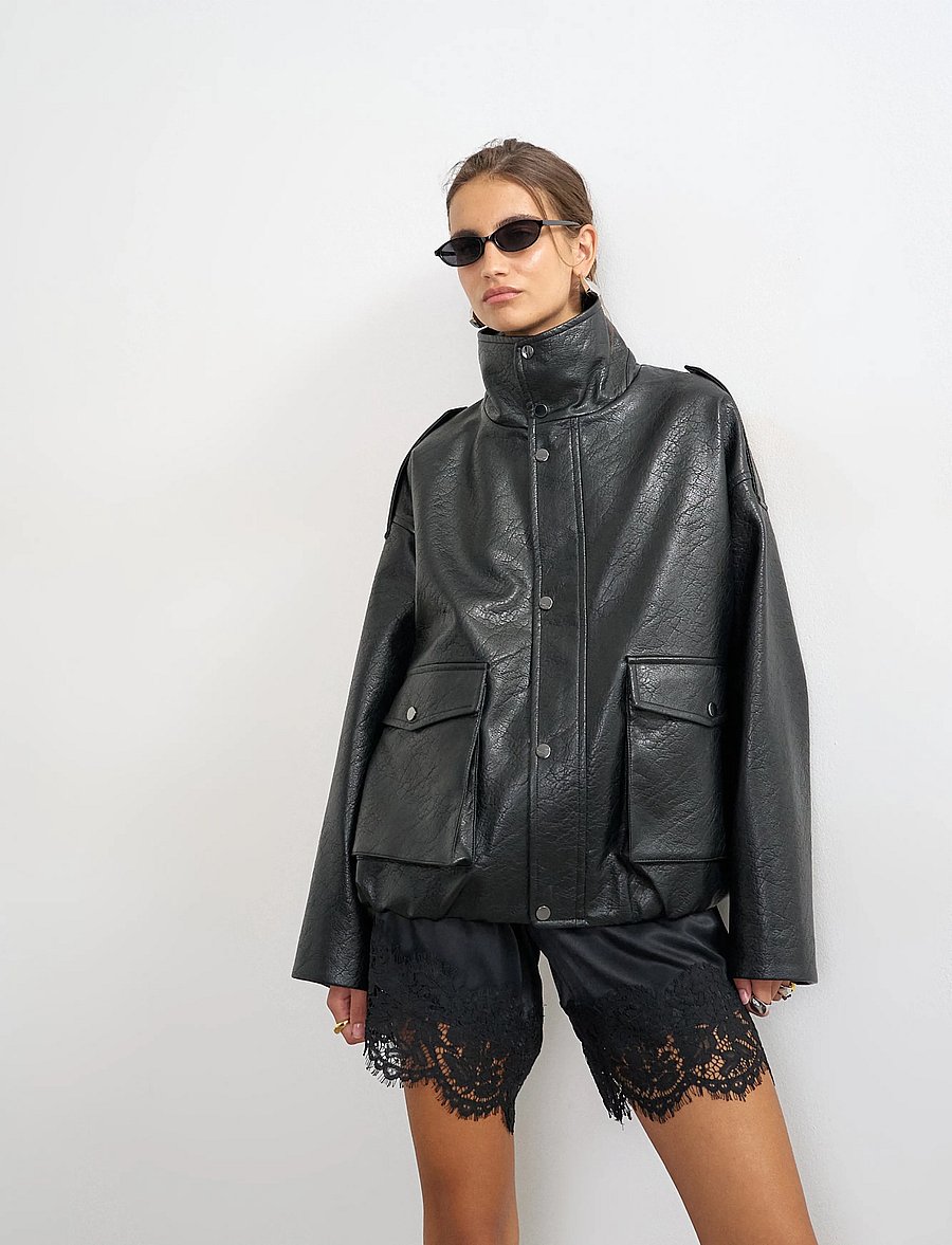 Topshop - TSTOMA COATED BOMBER OTW - bomberjakker - black - 4